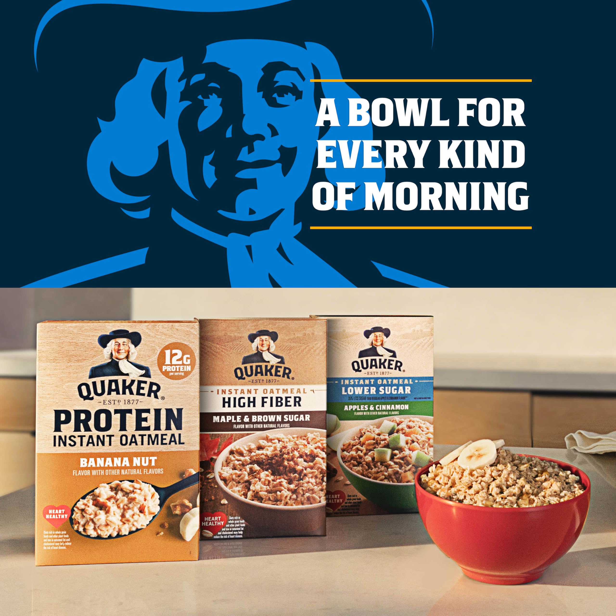 Quaker Immunity Instant Oatmeal, 3 Flavor Variety Pack, Good Source of Vitamins C, D, & Zinc, Whole Grains, No Artificial Flavors, No Colors from Artificial Sources, 1.41 oz Packets, (32 Pack)