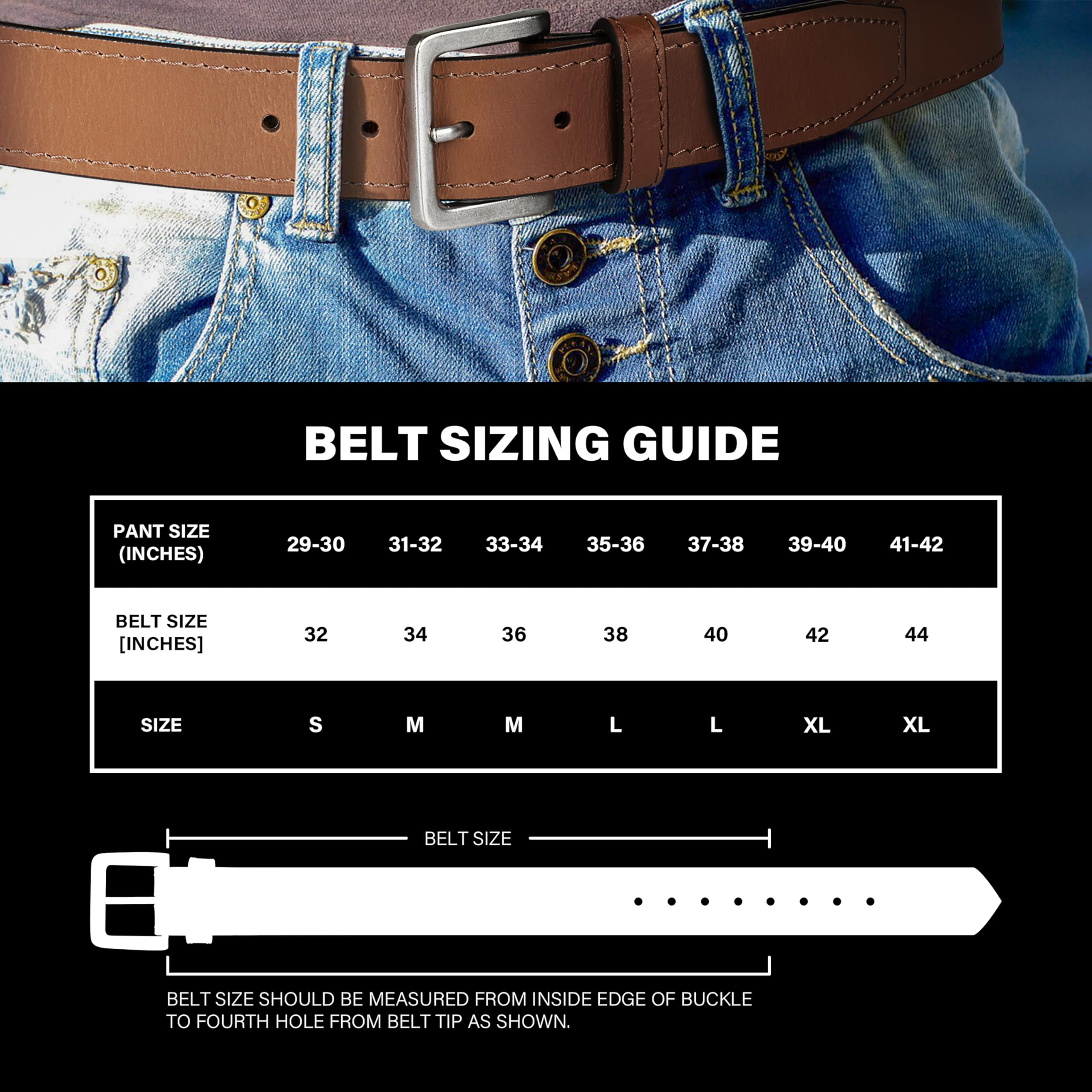 Wrangler Men’s Leather Belt, Country Casual Every Day Belt for Jeans