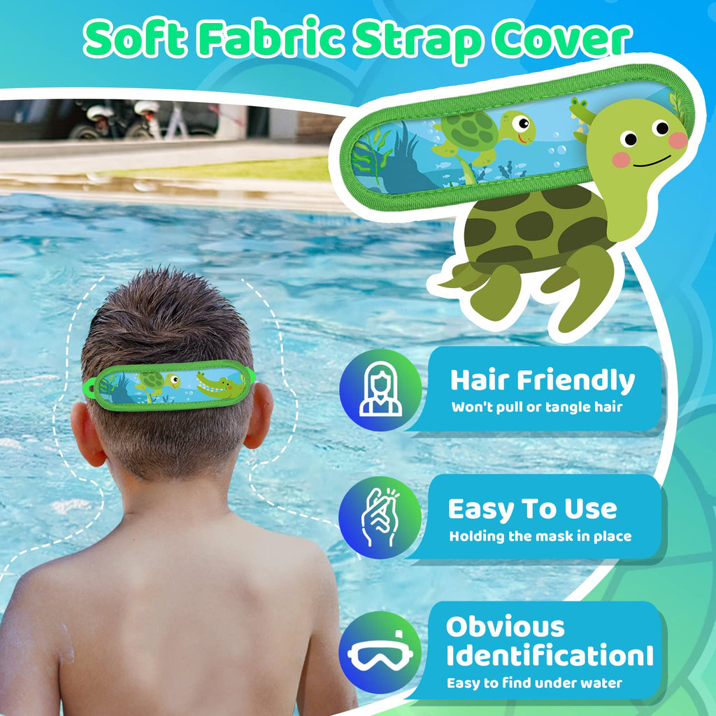 Vvinca Kids Swim Goggles with Fabric Strap No Tangle Pain-Free, Anti-Fog Swimming Pool Goggle No Leak for Toddlers Girls Boys