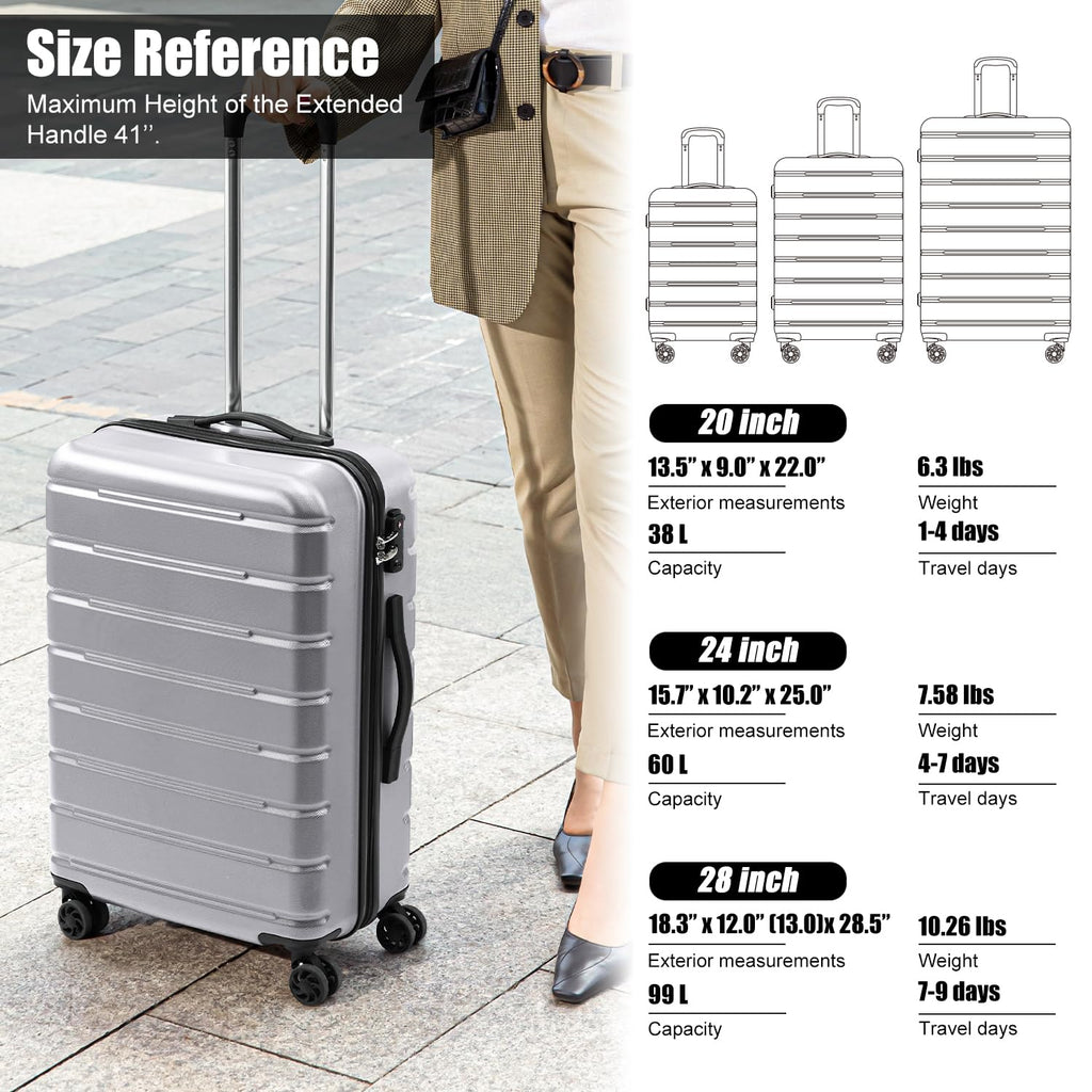 Coolife Luggage Suitcase Carry-on Spinner TSA Lock USB Port Expandable (only 28’’) Lightweight Hardside Luggage (Teal Blue, S(20in_carry on))