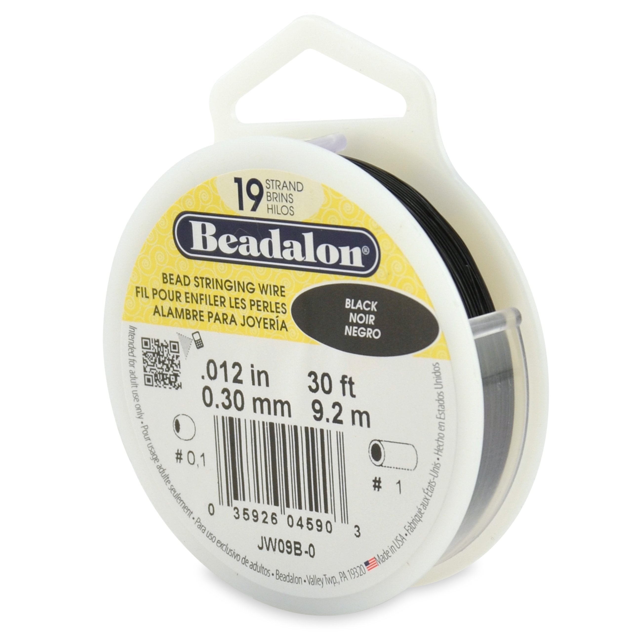 Beadalon 19 Strand Stainless Steel Bead Stringing Wire, .010 in / 0.25 mm, Bright, 100 ft / 31 m
