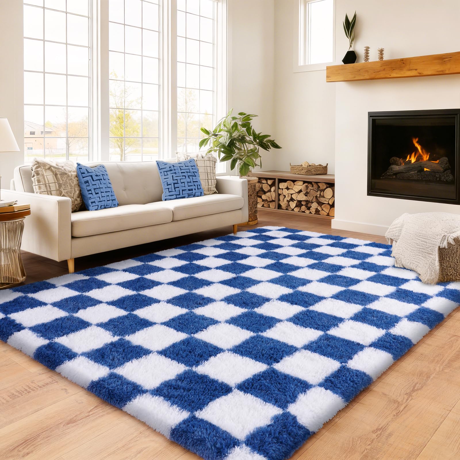 Awaytail Fluffy Rug Washable 2x3 Feet, Pure Black Desk Chair Rug Non-Slip, Super Soft Kids Rug for Boys Nursery Dorm Decor