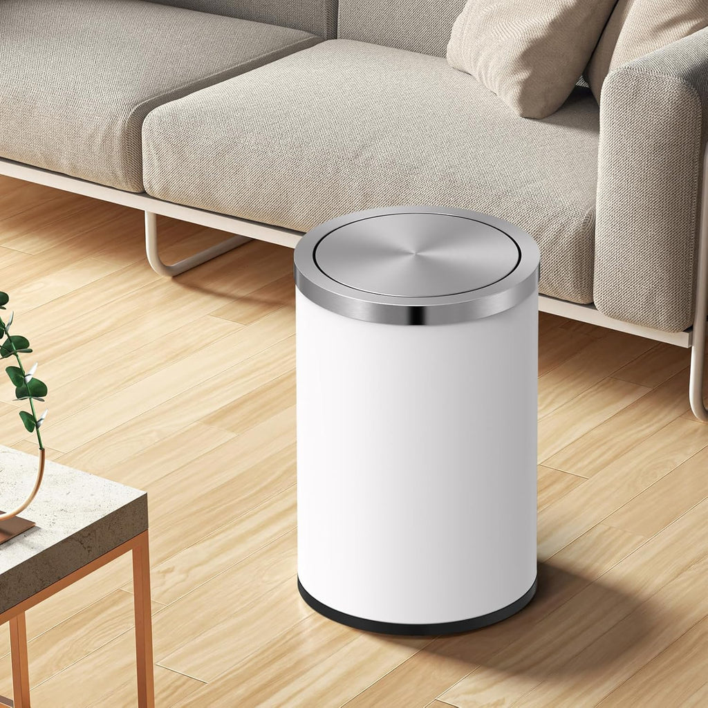 Mini Trash Can with Lid, Desktop Small Trash Can Recycling Bin Cute Metal Garbage Can for Tabletop Countertop Use,Stainless Steel 0.4Gal/1.5L Waste Bin for Office Parlor Car Bedroom,Swing Lid Open
