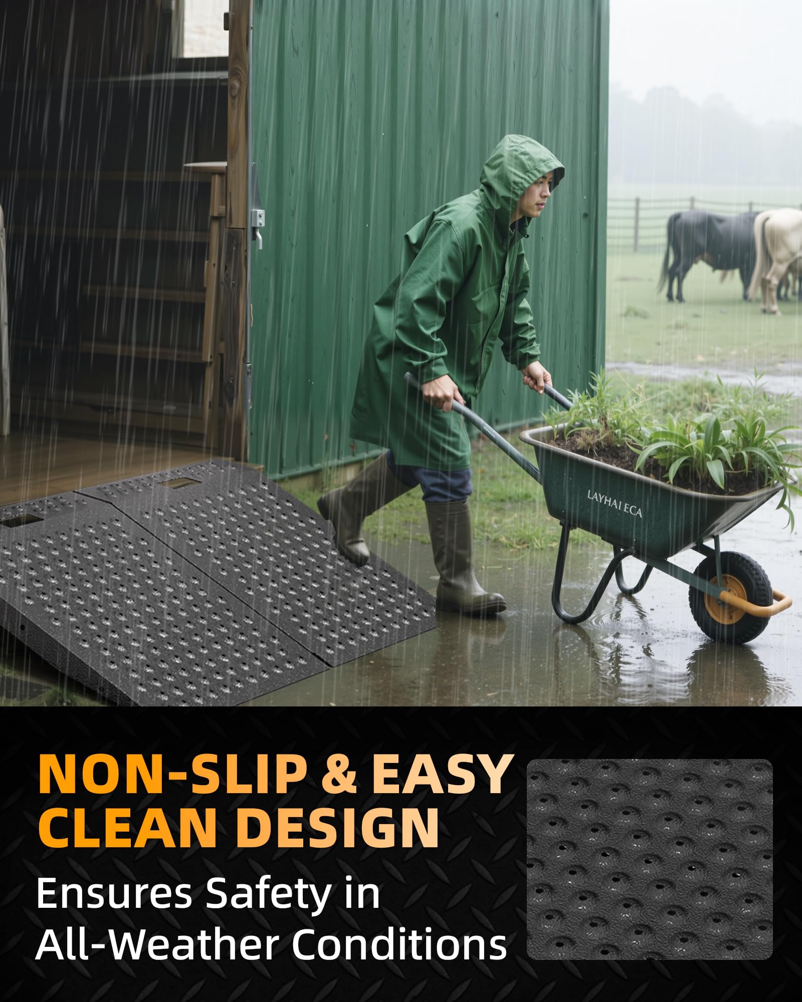VNN 29" x 24" Shed Ramp for Riding Mower - 750 LB Capacity Shed Ramps, Anti-Slip Punch Plate Ramp for ATV, Motorcycles, Garages & Barns (1PC,Black, Alloy)