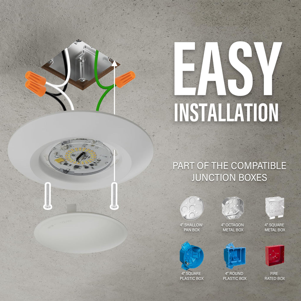6 Inch LED Low Profile Disk Light with Night Light, 120VAC, 15W, 5CCT Color Changing, 1000LM, Dimmable, ETL, Shower Wet Rated Screw in Flush Mount Ceiling Light, White/1 Pack