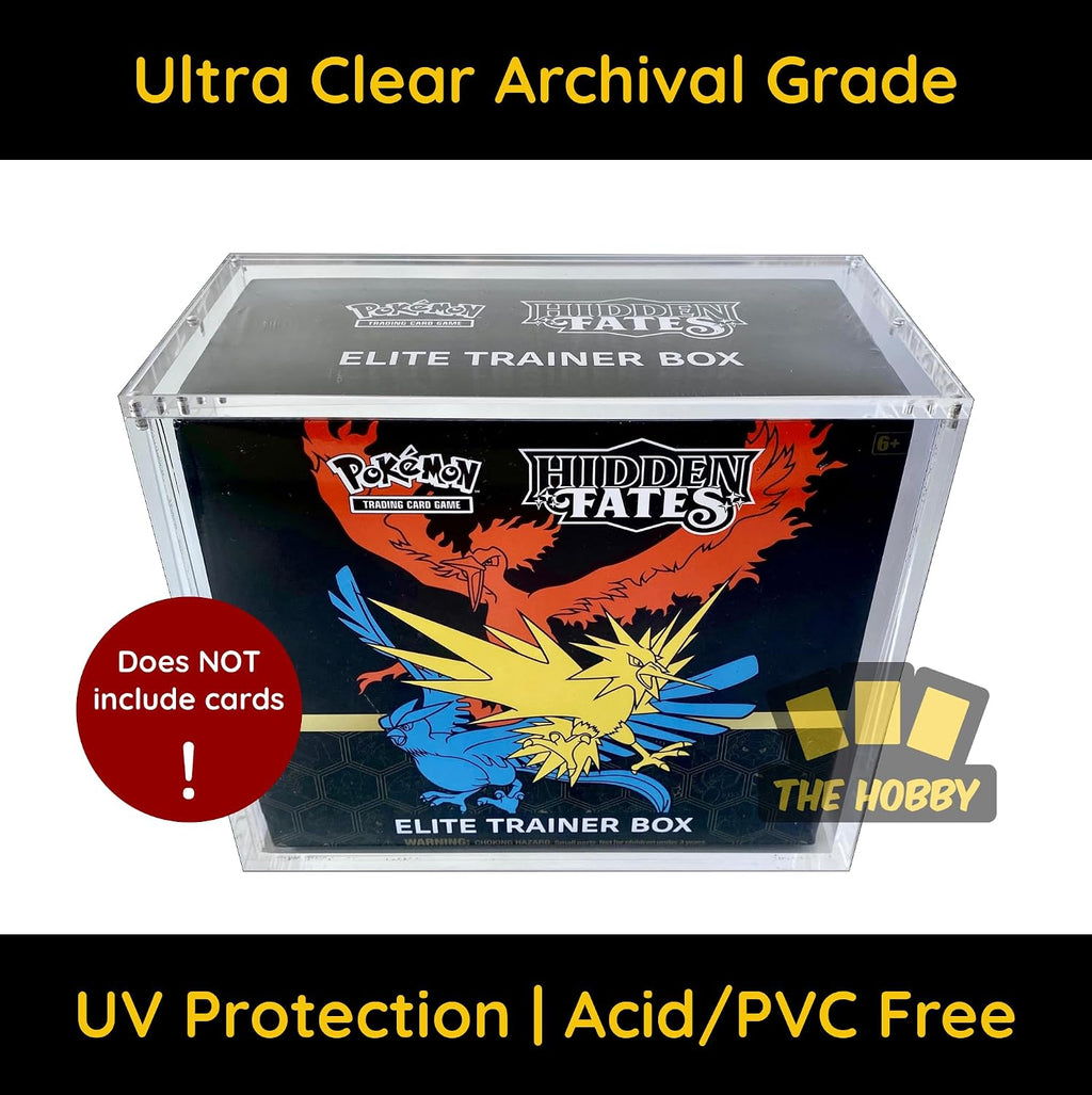 Elite Trainer Box Acrylic Case | The Hobby Lair Deluxe Case Compatible with Pokemon ETB | Magnetic Easy Top Loading | Thick 6mm Protection