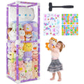 FIOBEE Stuffed Animals Storage Zoo Thicken PVC Tube Toy Organizer with Elastic Band Large Stuffed Animals Holder for Nursery Playroom Bedroom Room Furniture Plush Storage, Purple