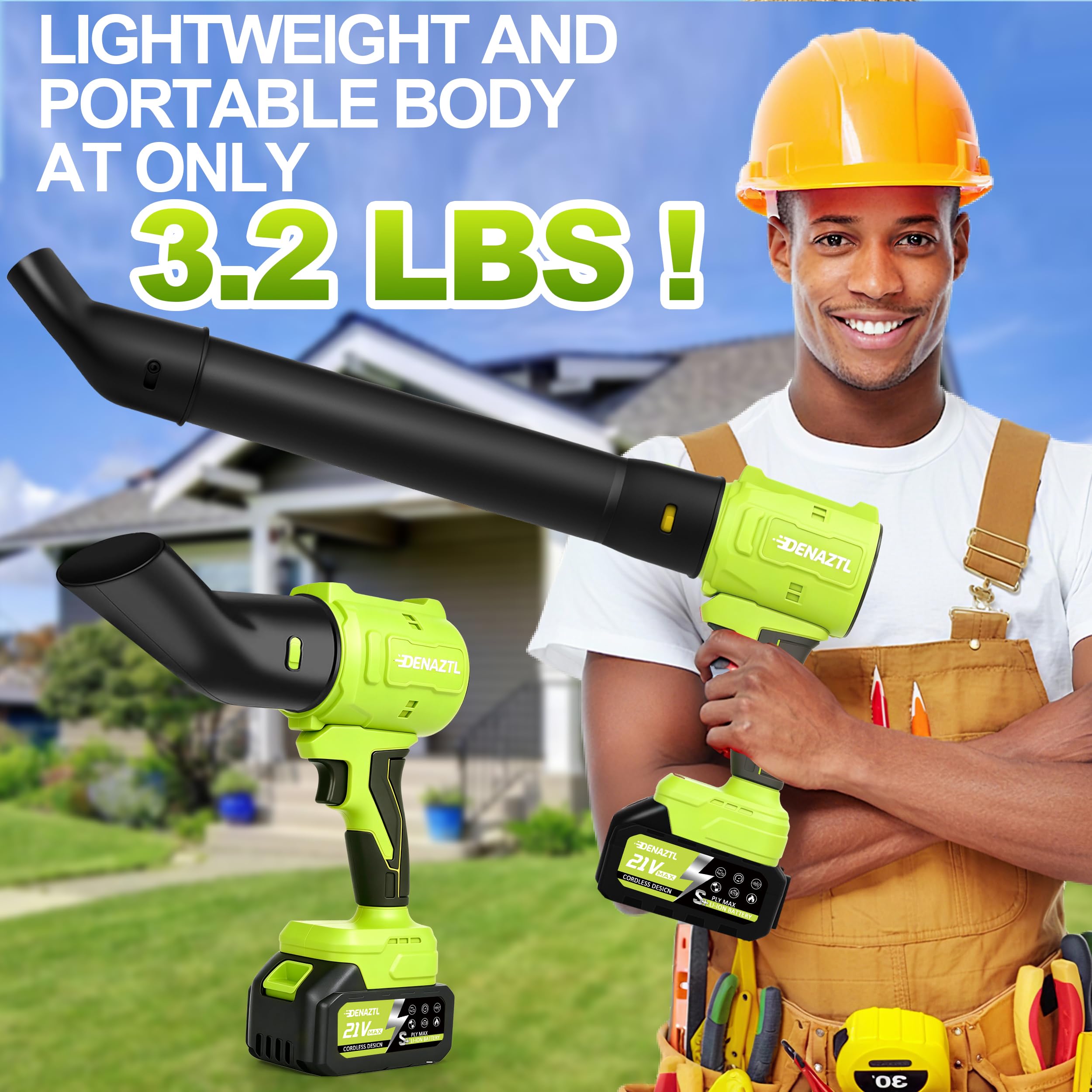 Electric Handheld Leaf Blower Cordless with 2X 4.0Ah Batteries and Charger, 650CFM 160MPH, 2 Extended Nozzles, Portable Mini Lightweight for Seniors Gift, Yard,Patio,Gutter,Lawn Care, Garden Tool