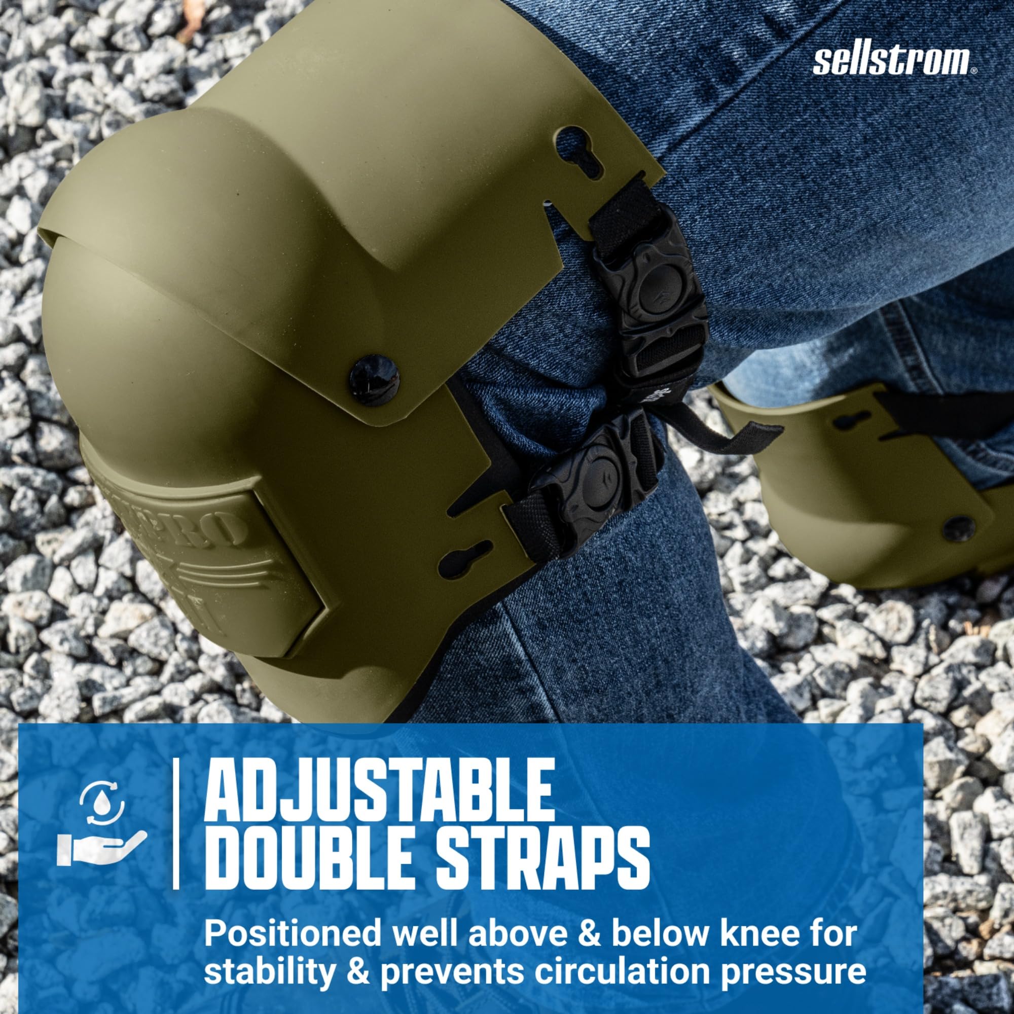 Sellstrom Rodilleras profesionales Ultra Flex III KneePro para hombres y mujeres con amortiguación de espuma de triple capa, carcasa exterior de servicio pesado, clips de velocidad - para trabajos de