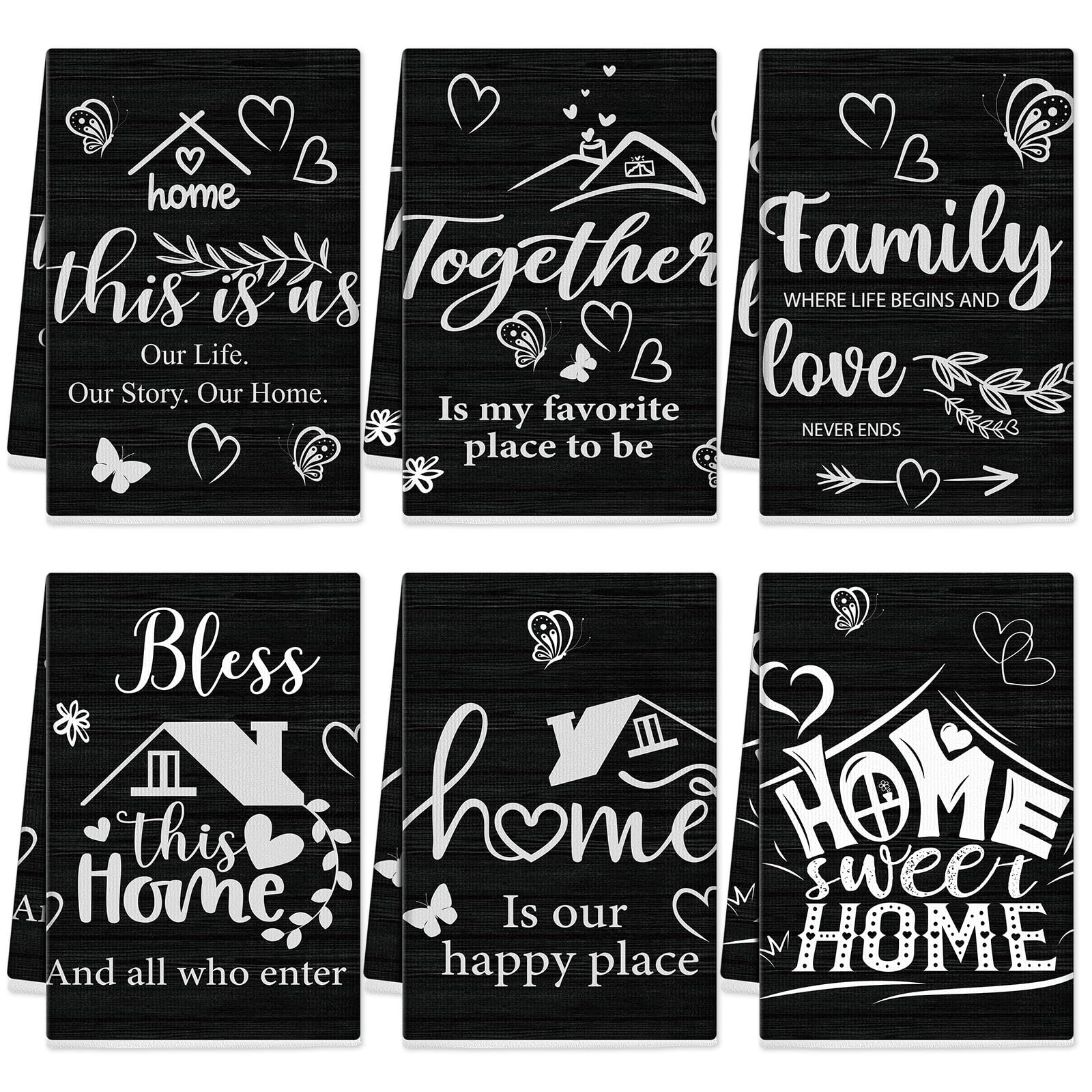 Breling Set of 6 Summer Beach Kitchen Towels Coastal Dish Towel Bathroom Decorative Sea Palm Trees Cloths for Kitchen Bathroom Home Cooking Housewarming Gifts, 14 x 21 Inch