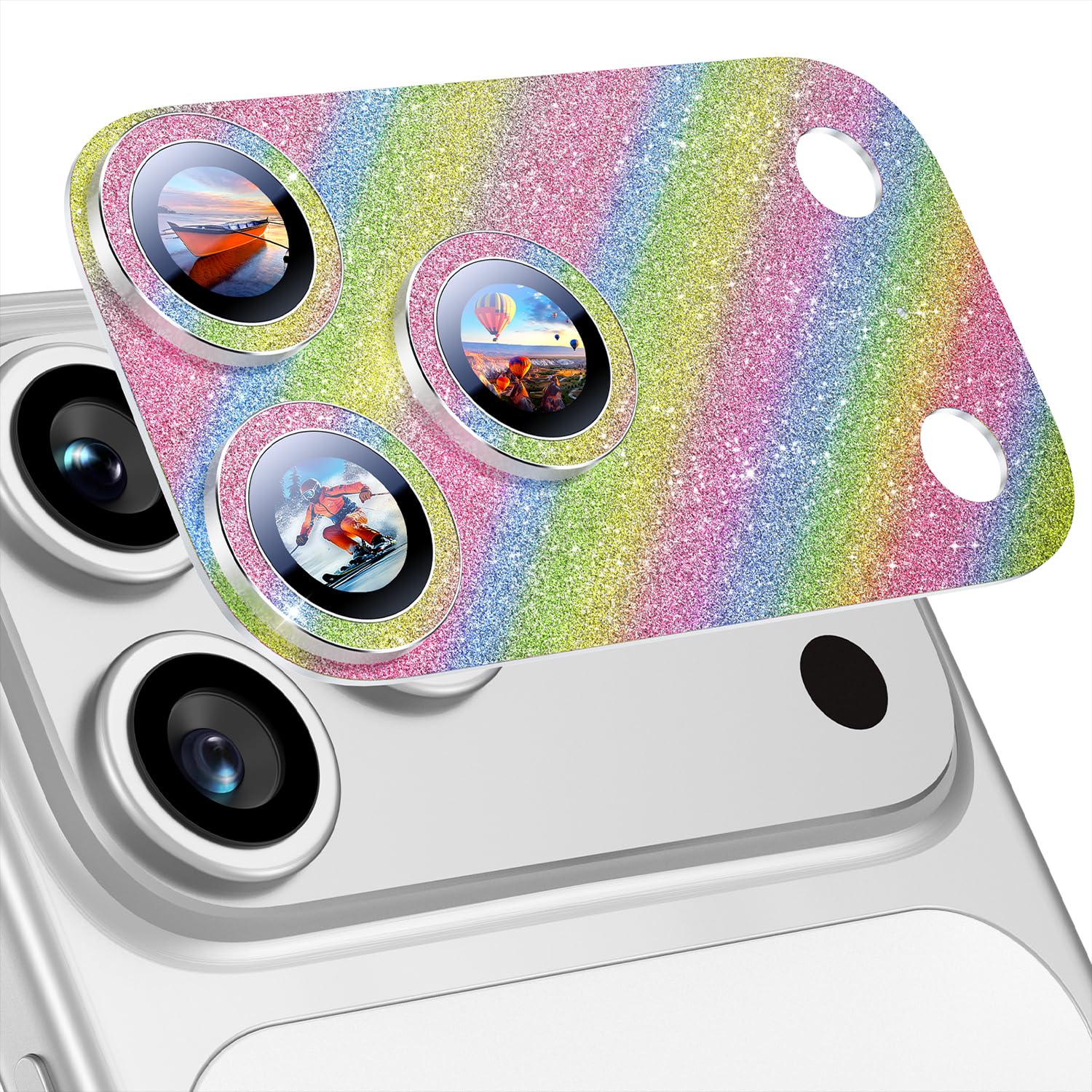 Uyiton Compatible with iPhone 17 Camera Lens Protector - [Not Easy to Break][Strong Adsorption][Case-Friendly] Metal Tempered Glass Rear Camera Screen Cover - Black