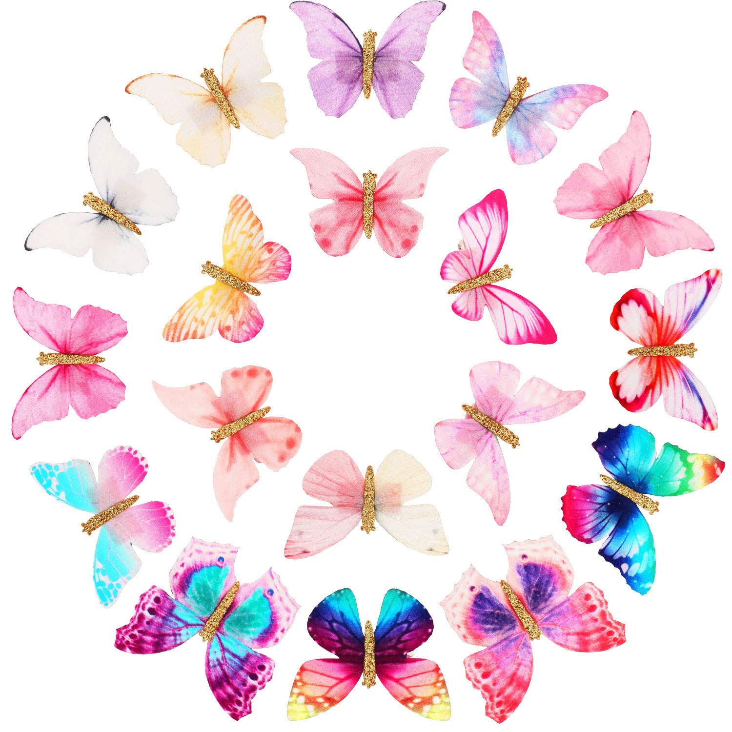 Boao 18 Pieces Glitter Butterfly Hair Clips for Girls Teens Women Hair Accessories (Bright Style)