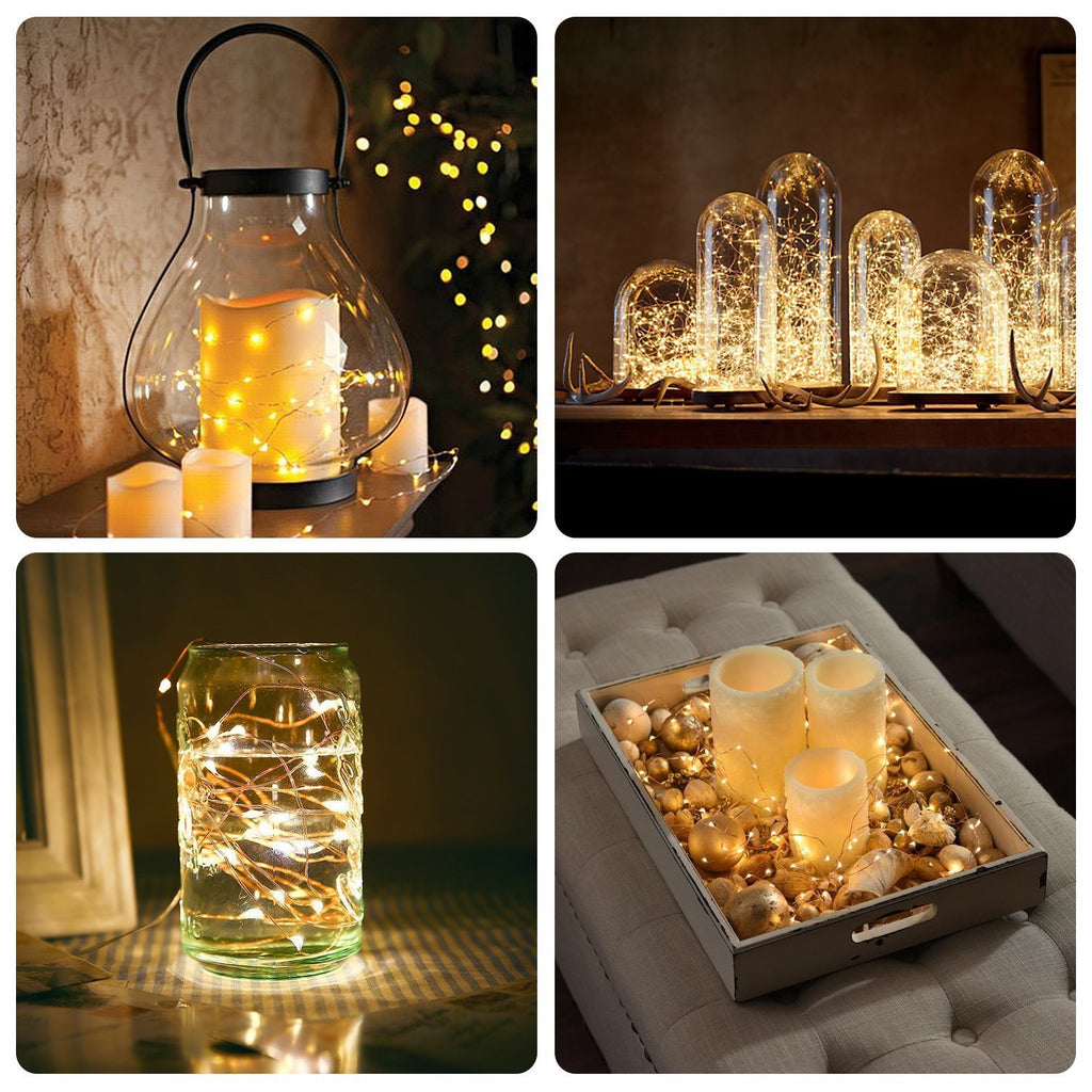 BXROIU Fairy Lights CR2032 Battery Operated,6.6Ft/2Meter 20 LEDs Micro Silver Wire String Lights for Bedroom Christmas Party Wedding Decoration (Multi-Colour, 6 Pack)