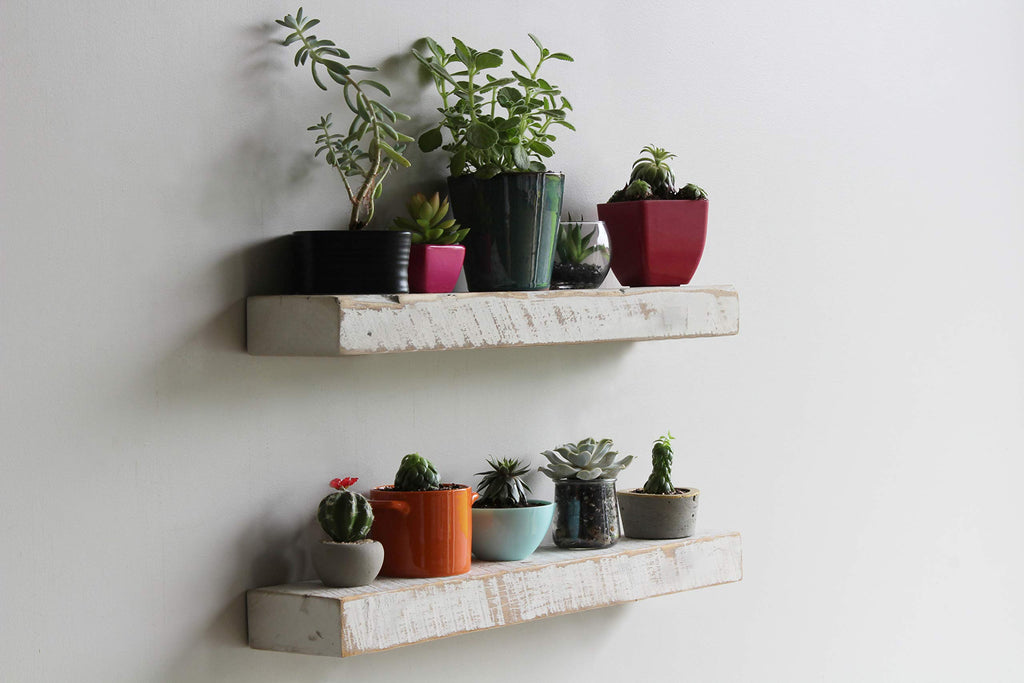 Urban Legacy Reclaimed Barnwood Planks | Floating Shelves for Wall w/Flush Mount Shelf Bracket Set Included | Set of 2 (Coffee Bean, 18"x 4.5"x 2")