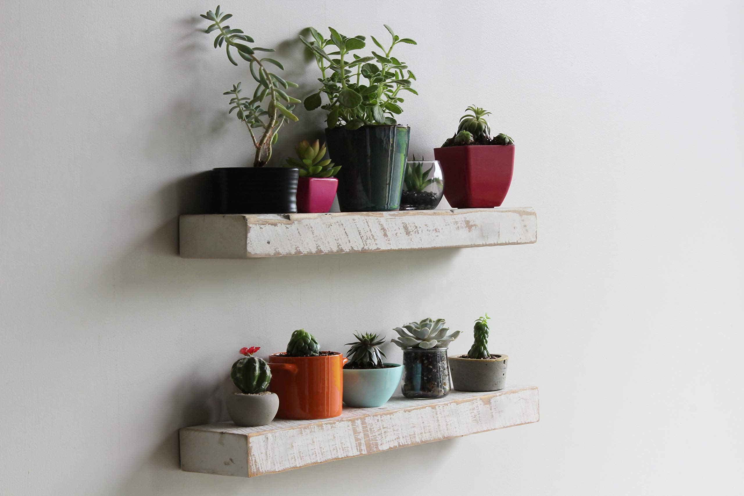Urban Legacy Reclaimed Barnwood Planks | Floating Shelves for Wall w/Flush Mount Shelf Bracket Set Included | Set of 2 (Coffee Bean, 18"x 4.5"x 2")