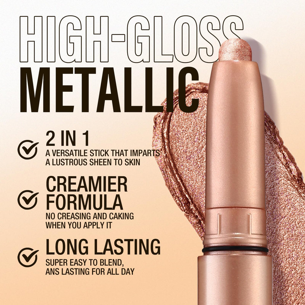 Eyeshadow Stick Set, 2 Colors Matte Professional Bright-Colored Contouring and Highlight Eyeshadow Stick, Cream Waterproof Long Lasting High Pigmented Eye Shadow