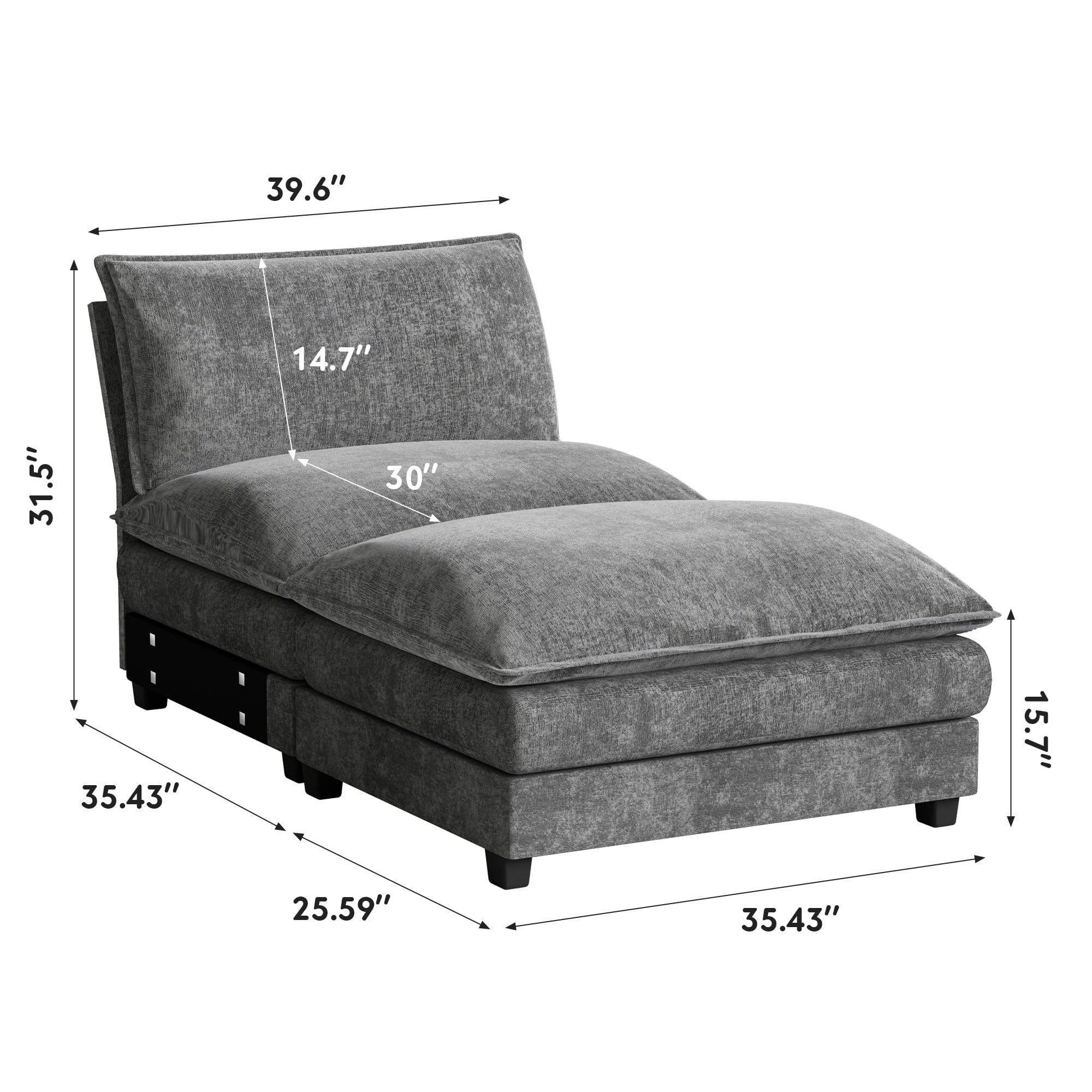 Homall 80" Modular Sectional Sofa, Loveseat Sofa Couch with Double-Layer Cushion, DIY Combination Chenille Deep 2-Seat Cloud Couch for Living Room, Apartment (Bright Grey, Loveseat Sofa)