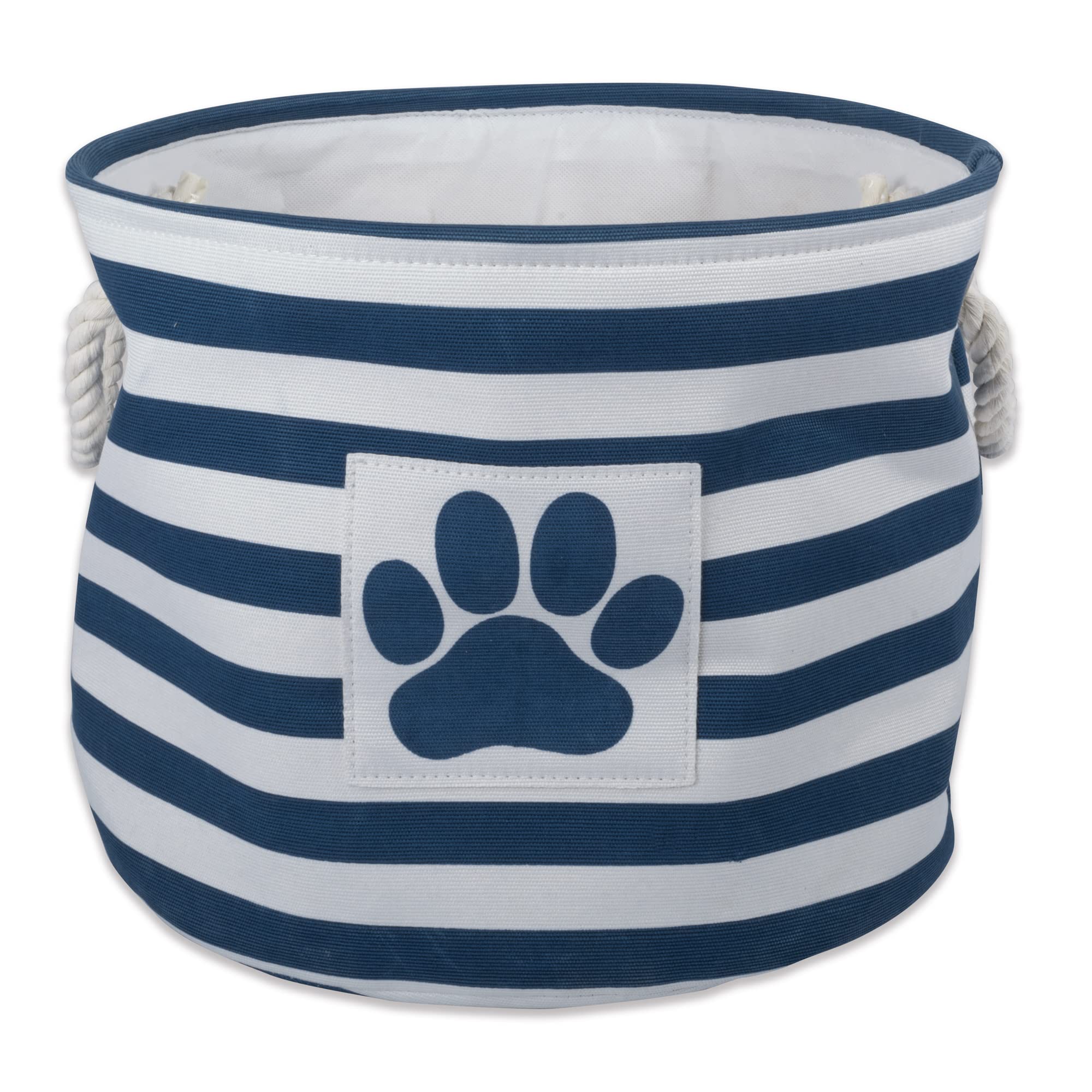 Bone Dry Pet Storage Collection Striped Paw Patch Bin, Aqua, Small Rectangle