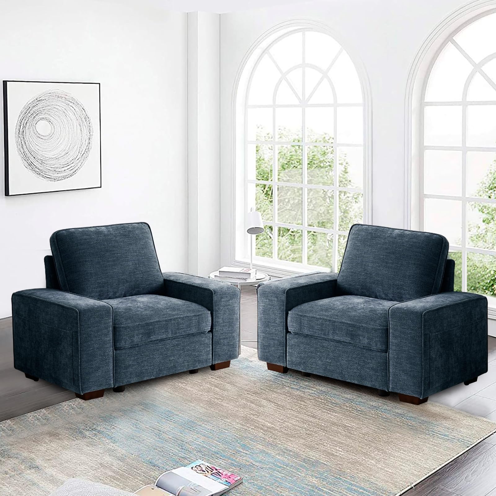 TEKAMON 100" Modular Sectional Sofa with Seats Storage, L Shaped Couch with Movable Ottoman for Living Room, Couch with Chaise, Solid Wood Frame, Spring Cushions, USB Port, Removable Covers, Beige