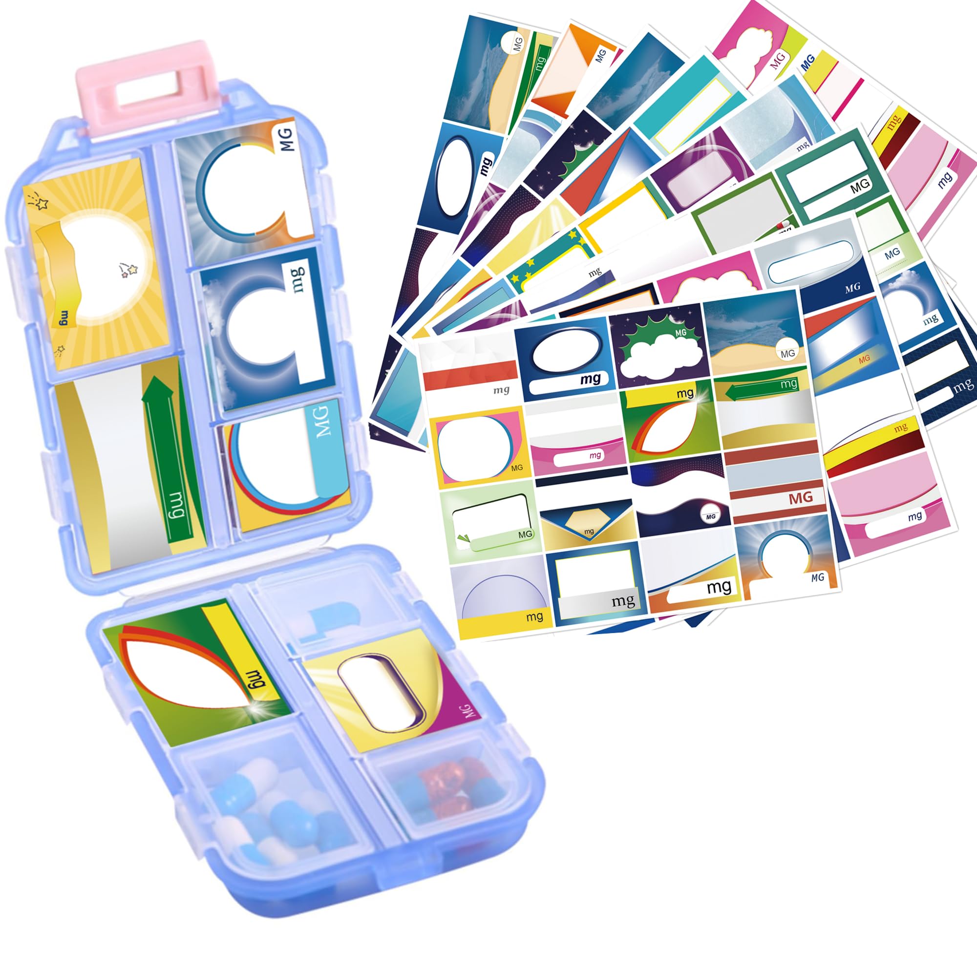 1Pack Travel Pill Organizer - 10 Compartments Pill Case, Compact and Portable Pill Box, Perfect for On-The-Go Storage, Pill Holder for Purse Blue