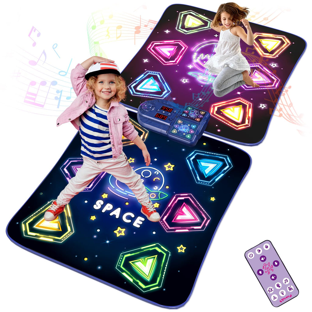 Dance Mat Toys for 3-12 Year Old Girls Boy, 2 Players Dance Mat with Light-up 12 Buttons & 5 Games Mode,Kids Dance Game Toy for Girl, Xmas Birthday Gifts for 3 4 5 6 7 8 9 10+ Year Old Girls Boys