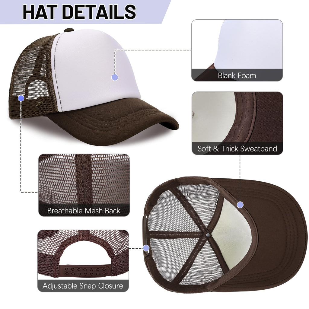 Ultrafun 10 Pack Trucker Hat Mesh Sublimation Blank Hats Adjustable Baseball Caps Hats for Men Women