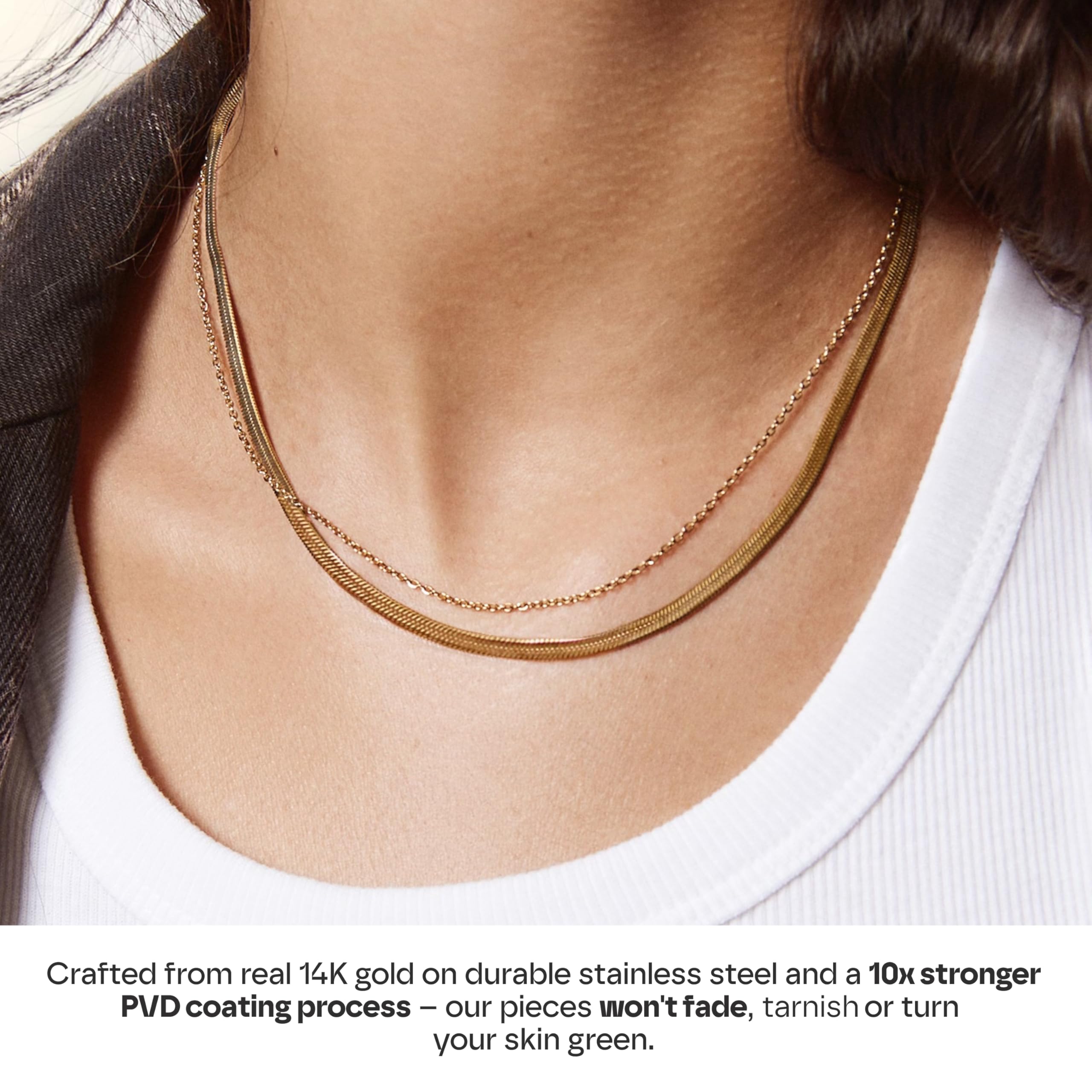 Hey Harper Gold Necklace For Women Trendy Necklace - 14K Golden PVD Coating Waterproof & Sweatproof Non Tarnish Jewelry Chain Necklaces