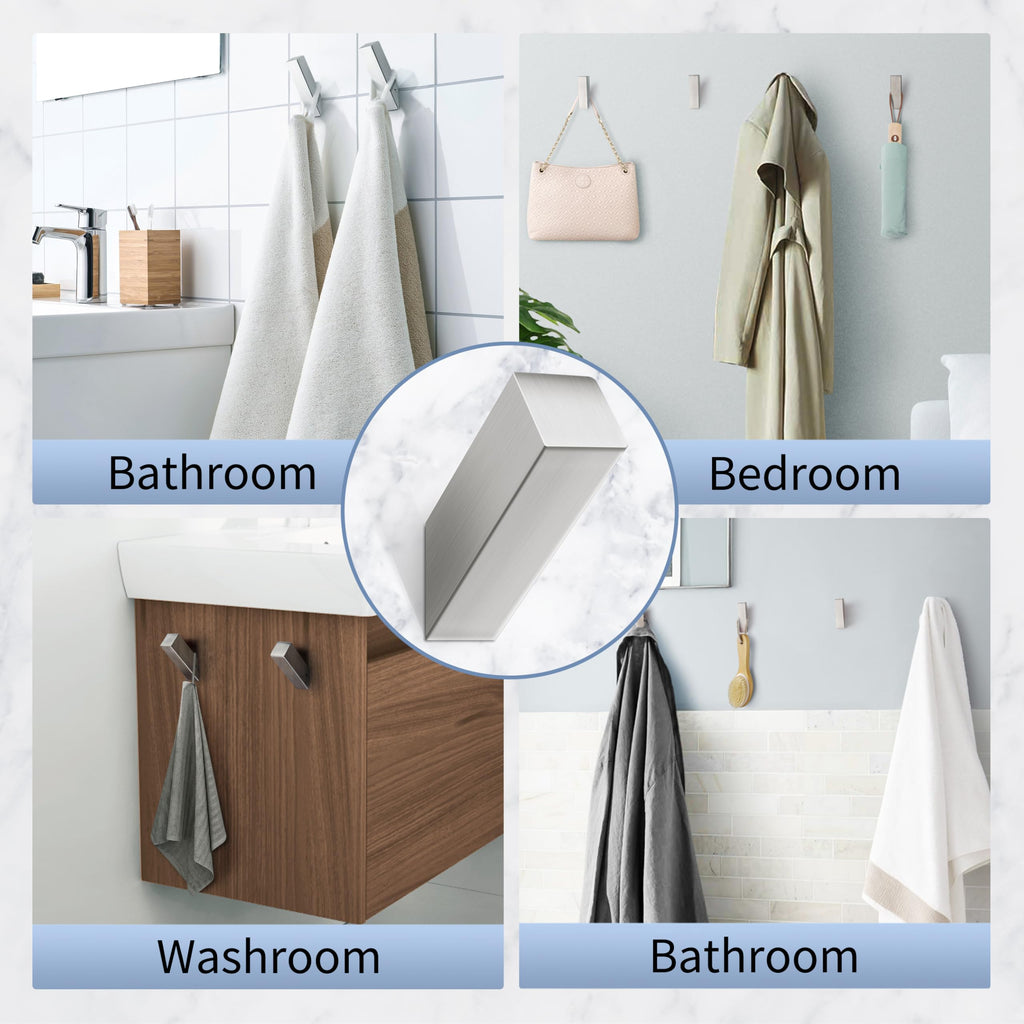 NINETREX Black Towel Hooks Matte Black Robe Hook, Modern Towel Hooks SUS 304 Stainless Steel Heavy Duty Wall Hooks Waterproof for Bathroom Bedroom Entryway Coat mudroom Garage, Wall Mounted 2 Pack