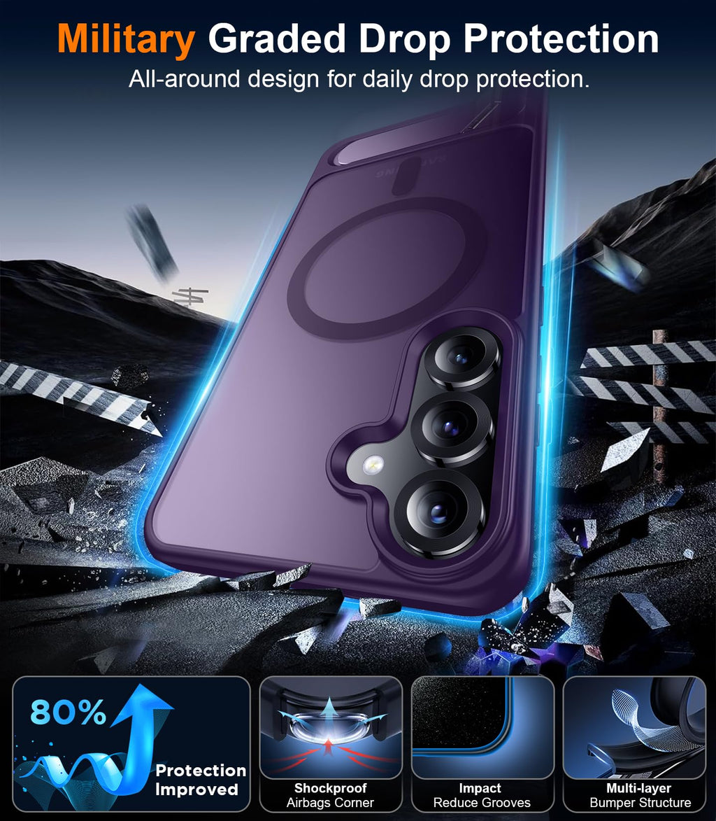 for Samsung Galaxy Z Fold 8 Case,[Compatible with MagSafe][Built-in HD Screen Protector & Kickstand][Hinge Protection]Translucent Matte Full-Body Shockproof Phone Case for Galaxy Z Fold 8,Black
