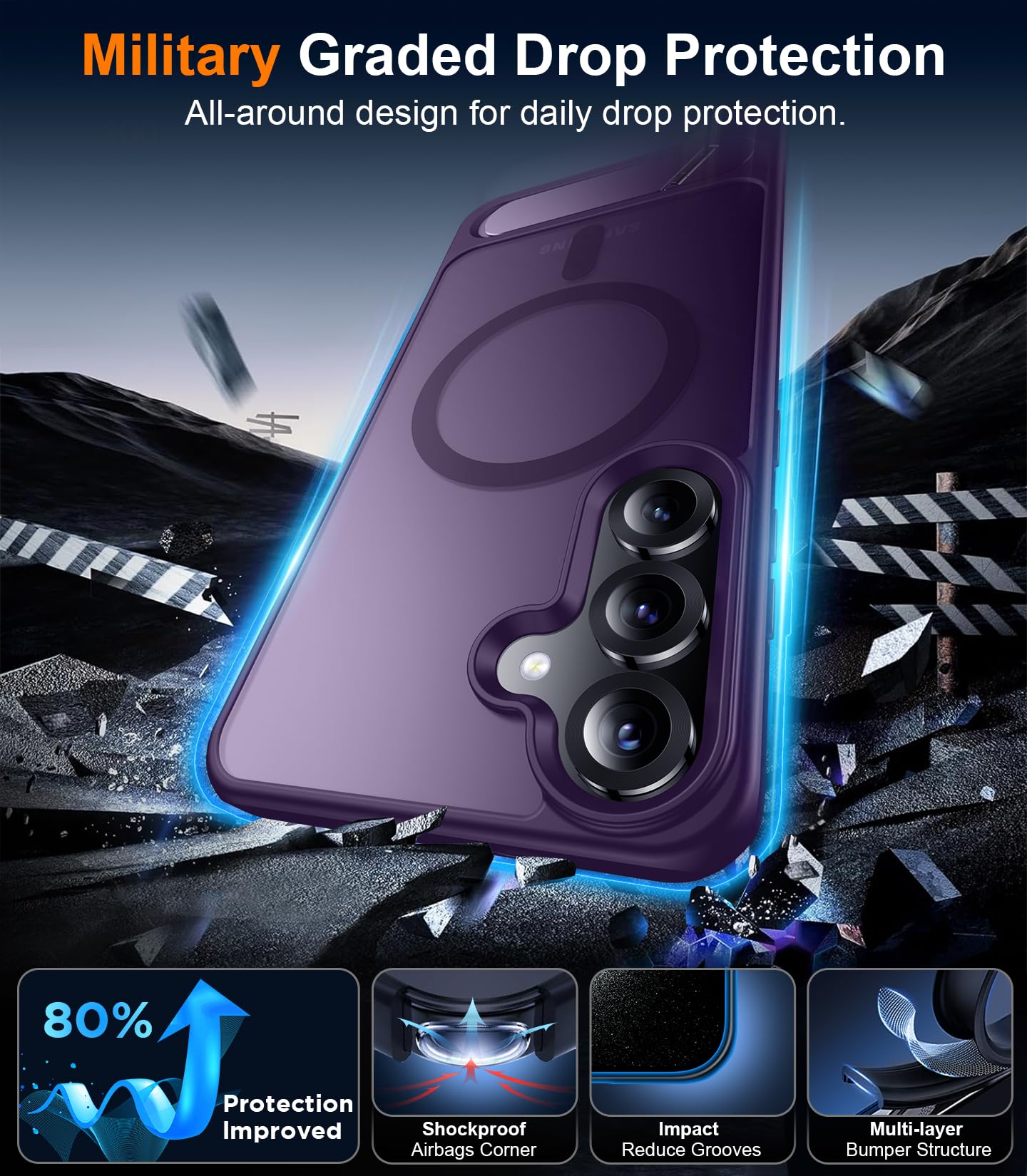 for Samsung Galaxy Z Fold 8 Case,[Compatible with MagSafe][Built-in HD Screen Protector & Kickstand][Hinge Protection]Translucent Matte Full-Body Shockproof Phone Case for Galaxy Z Fold 8,Black