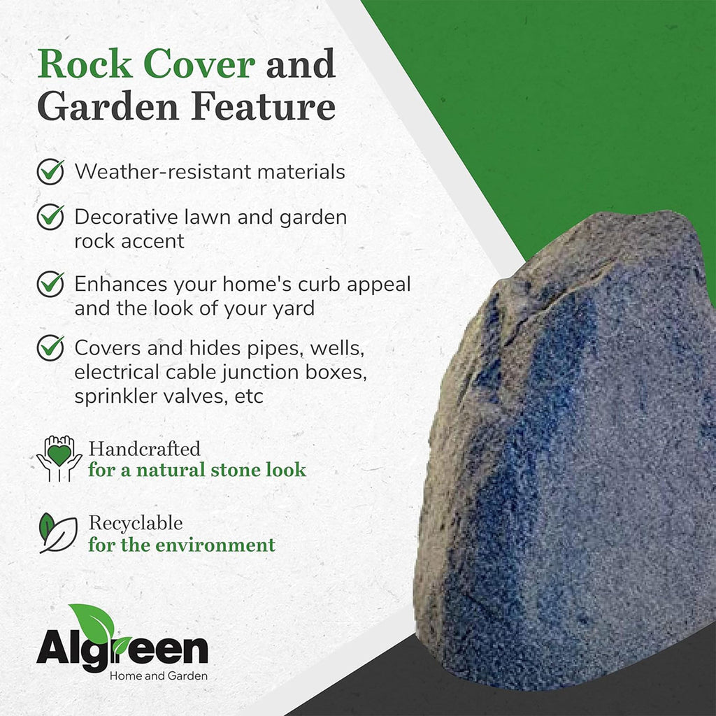Algreen Faux Rock Cover, Decorative Accent for Garden & Landscaping, Warm Gray - Realistic Outdoor Hideaway for Pipes, Wells, Cable Boxes & Sprinkler Valves