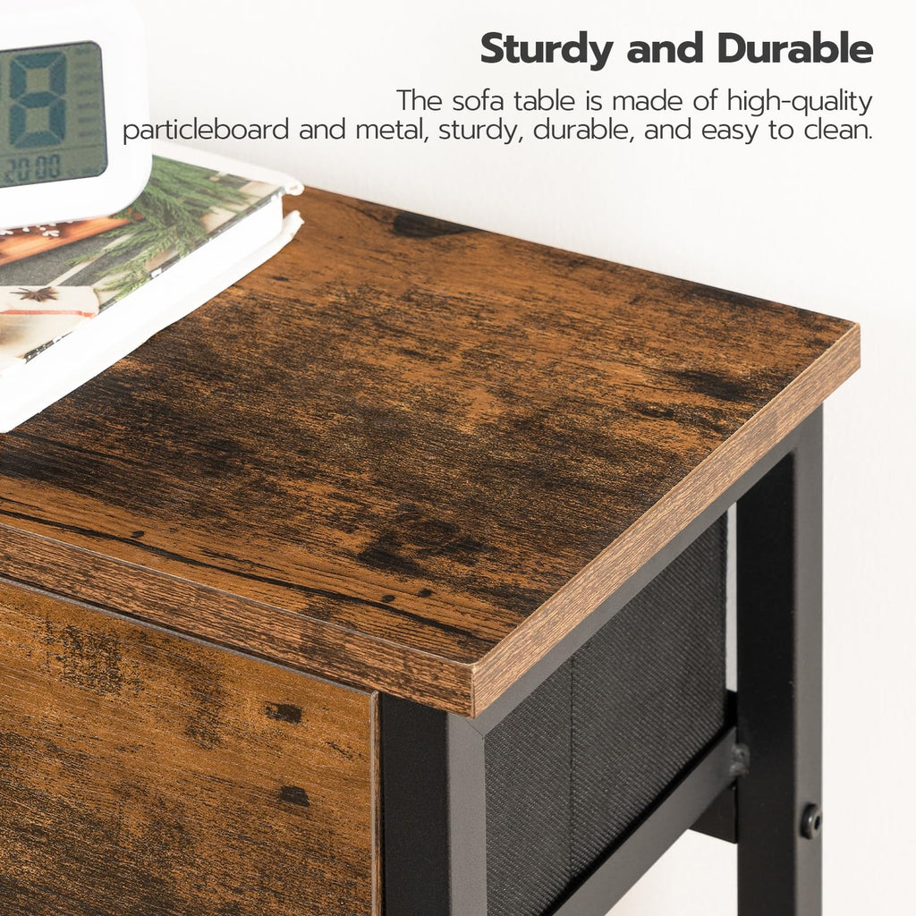 HOOBRO 29.5" Narrow Console Table with 2 Fabric Drawers, Small Entryway Table with 2-Tier Storage Shelves, Sofa Table, Behind Couch Table, for Living Room, Hallway, Black BB71XG01
