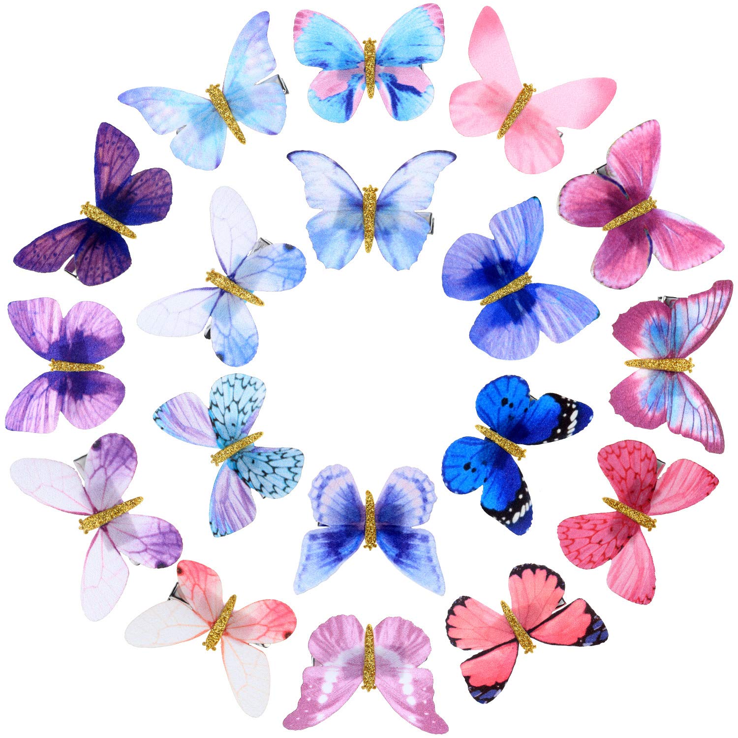 Boao 18 Pieces Glitter Butterfly Hair Clips for Girls Teens Women Hair Accessories (Bright Style)