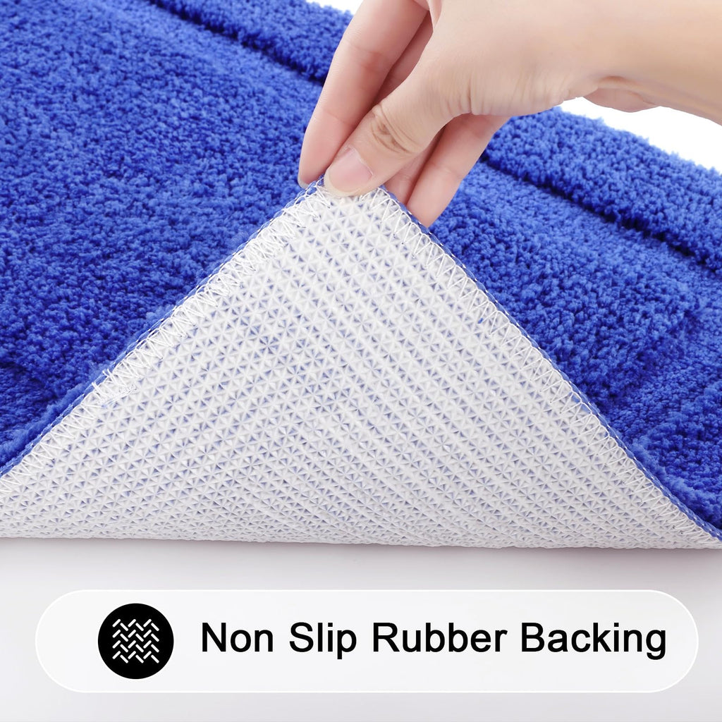 SHACOS Black Bathroom Rugs Sets 3 Piece, 16"x24" + 20"x32" Non Slip Bath Mat and 20"x24" Toilet Rugs U Shaped Washable, Soft Fluffy Water Absorbent Bath Rugs for Bathroom