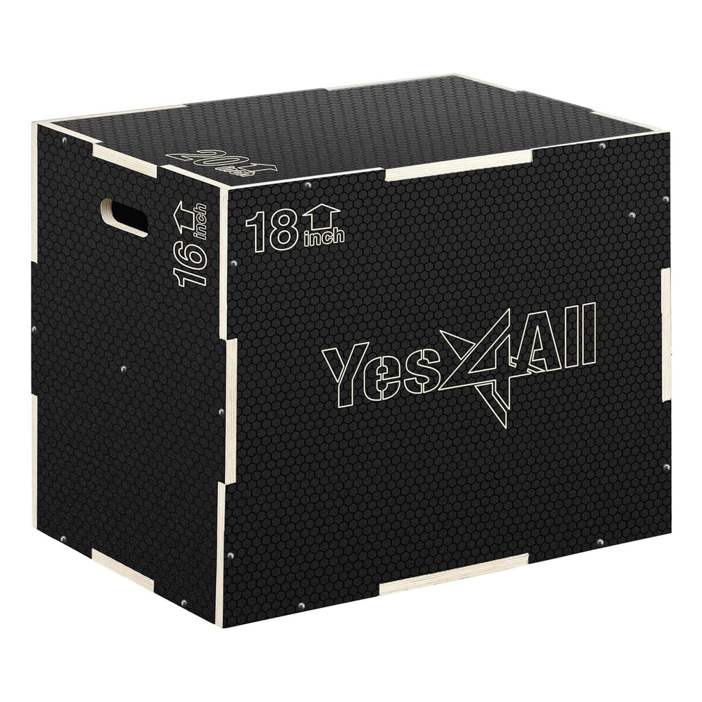 Yes4All 3 in 1 Non-Slip Wooden Plyo Box, Step Up Box for Workout, Plyometric Jump Box for Skipping, Jumping, Lunges, Squats, Dips