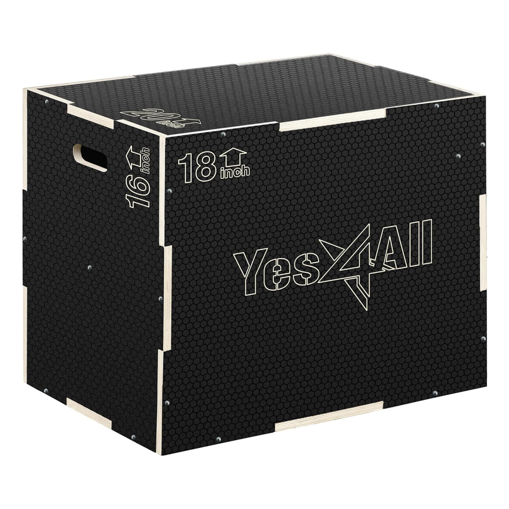 Yes4All 3 in 1 Non-Slip Wooden Plyo Box, Step Up Box for Workout, Plyometric Jump Box for Skipping, Jumping, Lunges, Squats, Dips