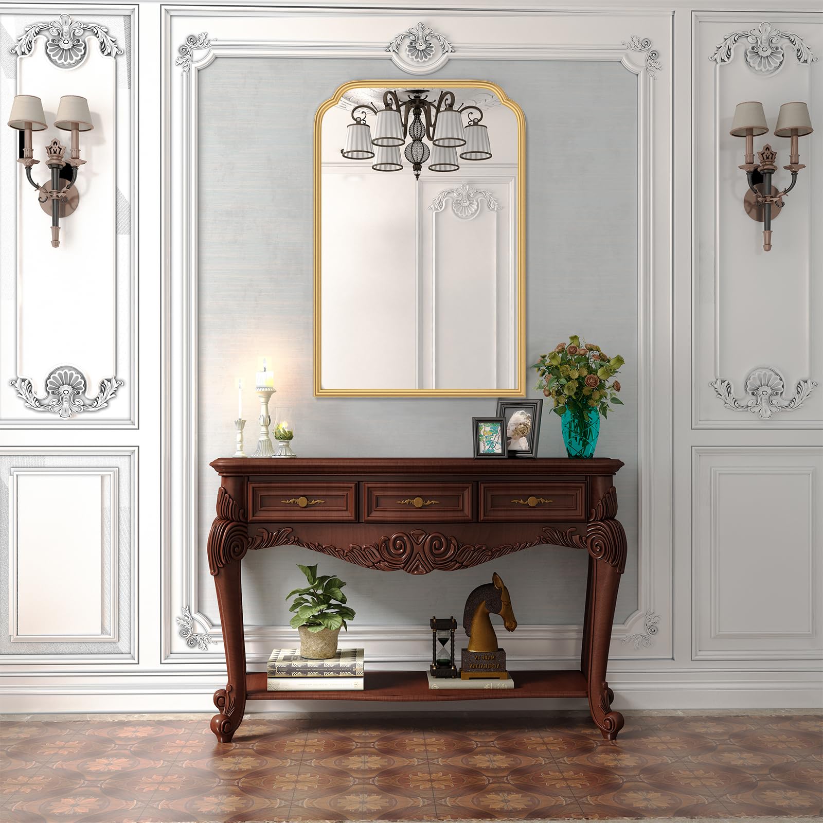 Ferytange 18X24 Inch Black Mirror for Wall with Metal Frame Rectangular Rounded Bathroom Vanity Mirror Anti-Rust, Hangs (Black 18" x 24")