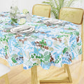 misaya Square Waterproof Vinyl Table Cloth, Wipeable Tablecloth with Flannel Backing, Plastic Table Cover for Dinner, Picnic, Indoor and Outdoor (Blue Leaves, 54" x 54")