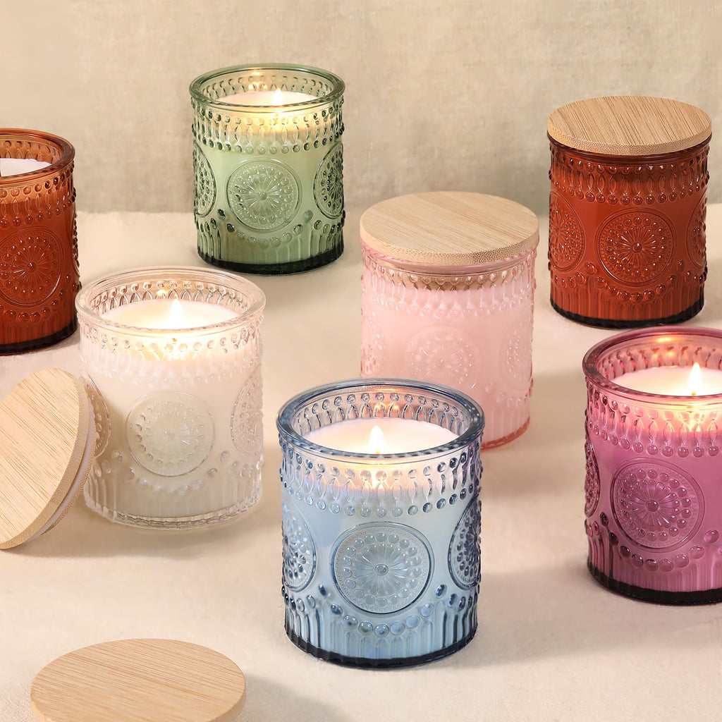 DARJEN 10 Pack Amber Candle Jars for Making Candles- 7.5 OZ Empty Glass Candle Making Jars with Bamboo Lids and Labels, Candle Making Supplies Candle Containers for Home DIY