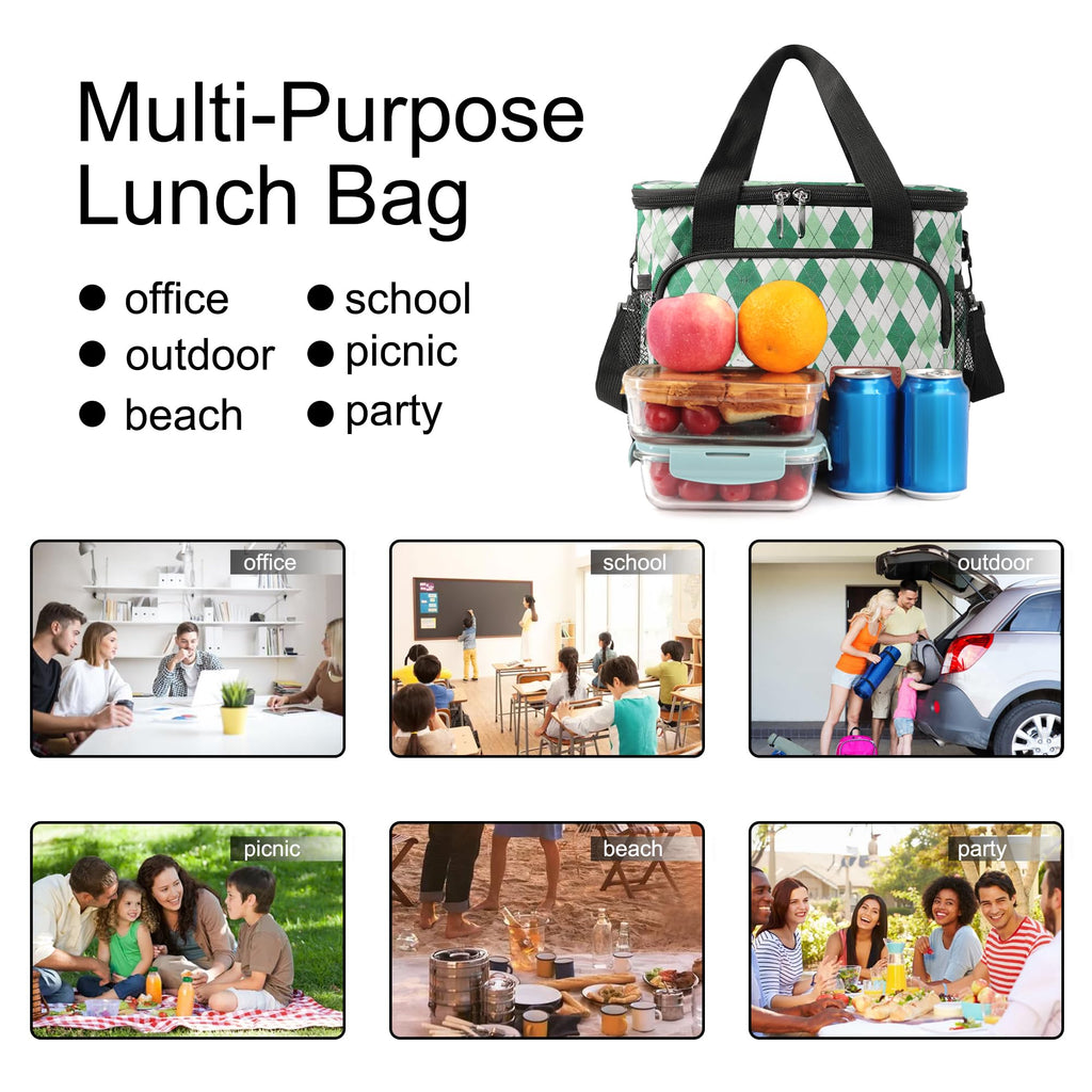 Femuar Lunch Bags for Women/Men, Insulated Lunch Bag for Work Office Picnic - Large Lunch Cooler Bag Leakproof Lunch Box with Adjustable Shoulder Strap for Adults - Grey (15L)