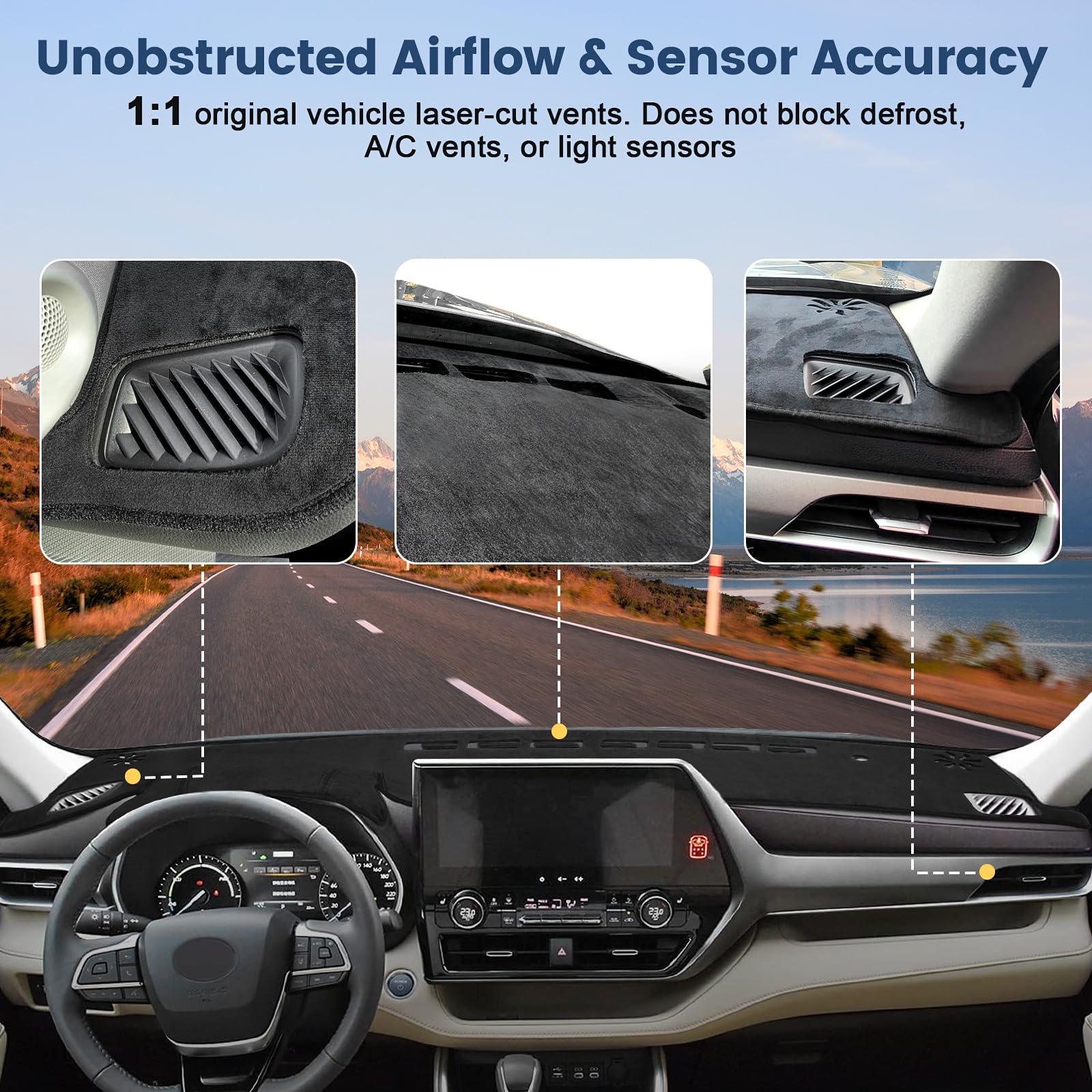 Dashboard Cover Mat Custom Fit for Mazda3 Hatchback, Sedan 2019-2024 2025 2026 (Without HUD) Dash Cover Nonslip Dash Mat Protector Sunshade No Glare Black