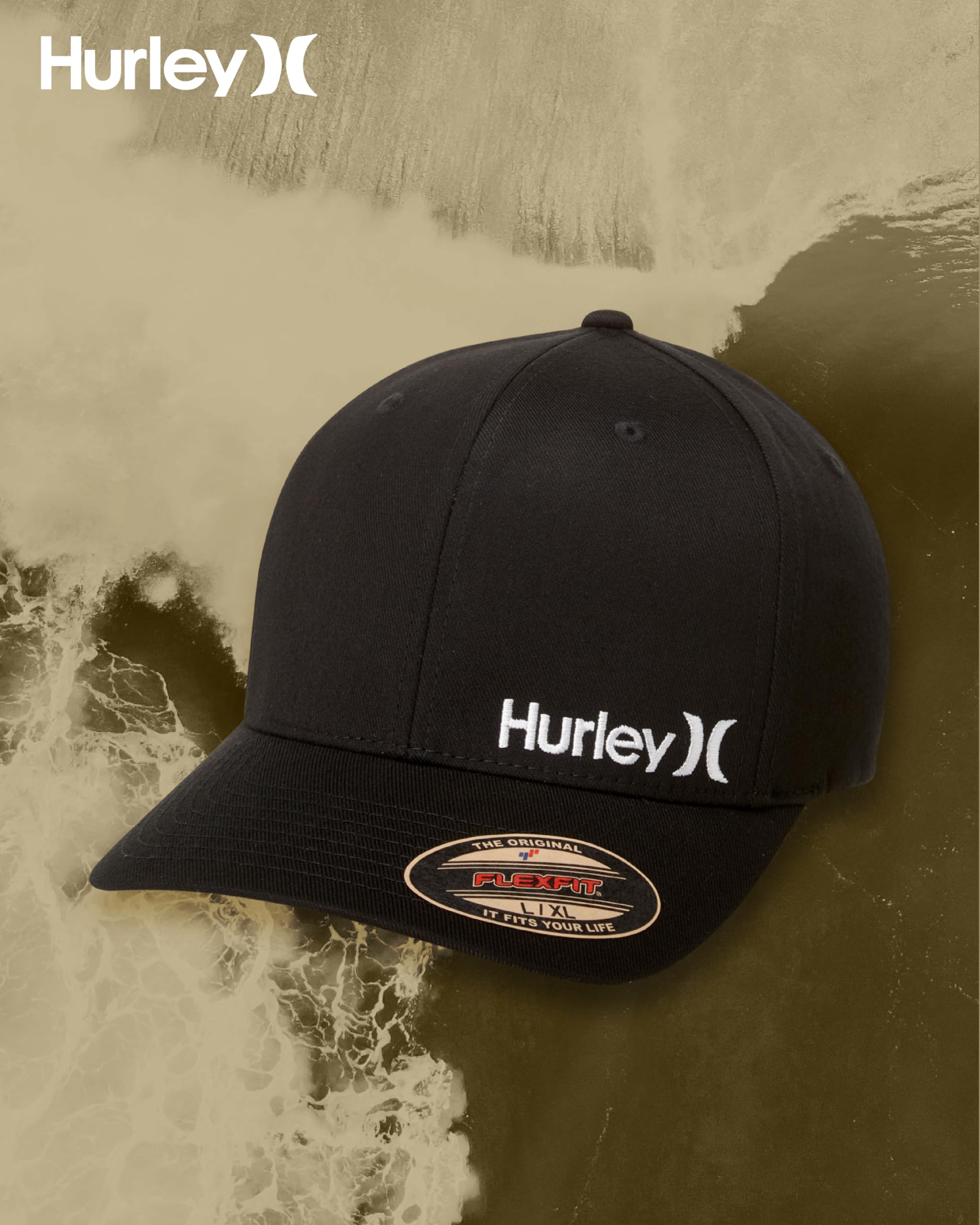 Hurley mens One & Only Corp Flexfit Perma Curve Bill Baseball Hat