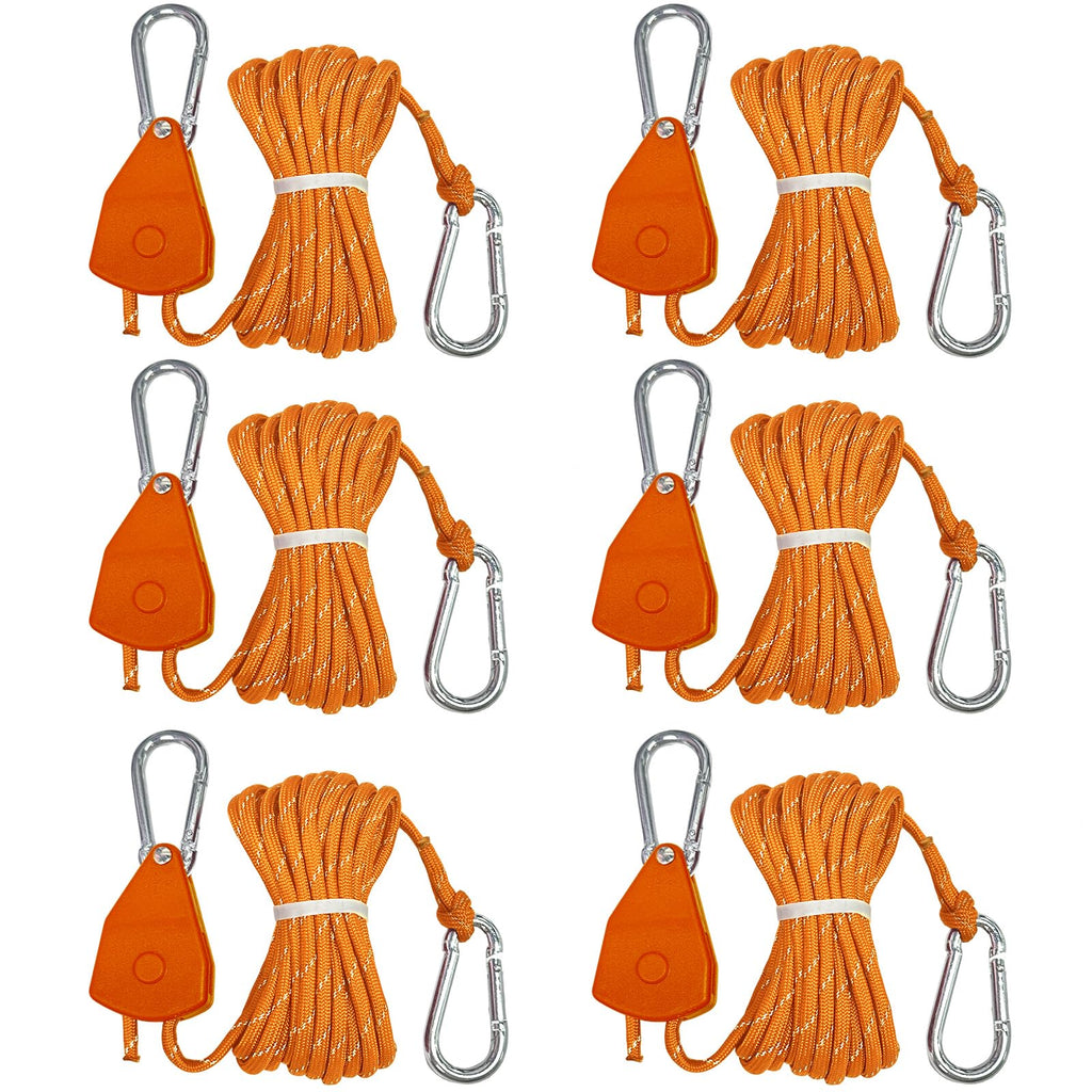 Longer 14ft Retractable Paracord Rope Tie Down Ratchet Strap Small Straps Mini Rope Cam Lock Tent Canopy Tie Down Adjustable Outdoor Windproof Tightener Tensioner Hanger Grow Light 4 Pack 1/8"