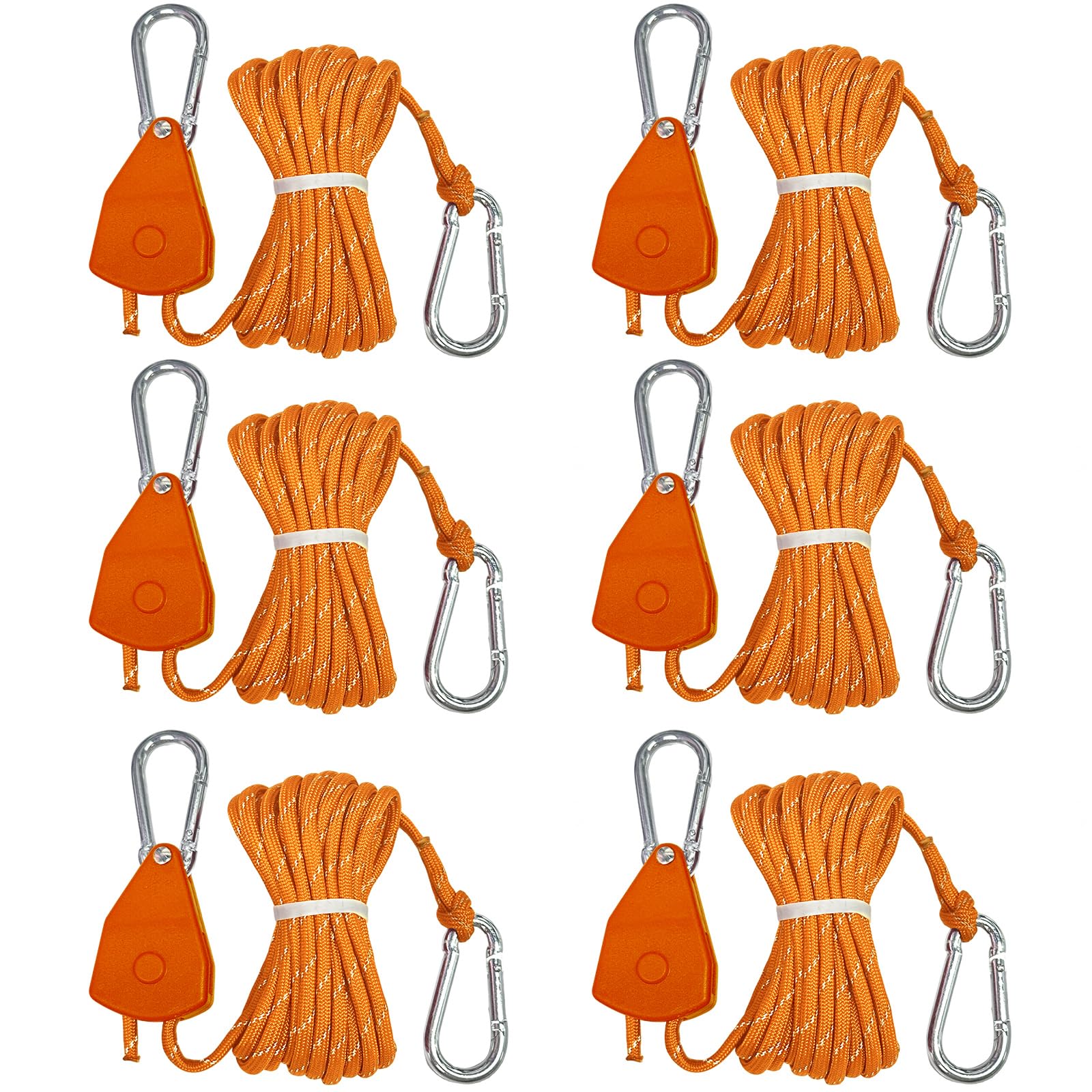 Longer 14ft Retractable Paracord Rope Tie Down Ratchet Strap Small Straps Mini Rope Cam Lock Tent Canopy Tie Down Adjustable Outdoor Windproof Tightener Tensioner Hanger Grow Light 4 Pack 1/8"