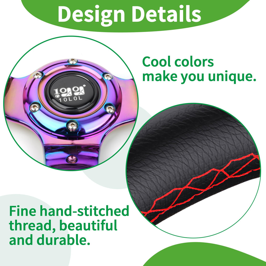 10L0L Golf Cart Steering Wheel, 13' Universal Fit for EZGO TXT/RXV, Club Car DS/Precedent, Yamaha G2-G29 (Carbon Black)