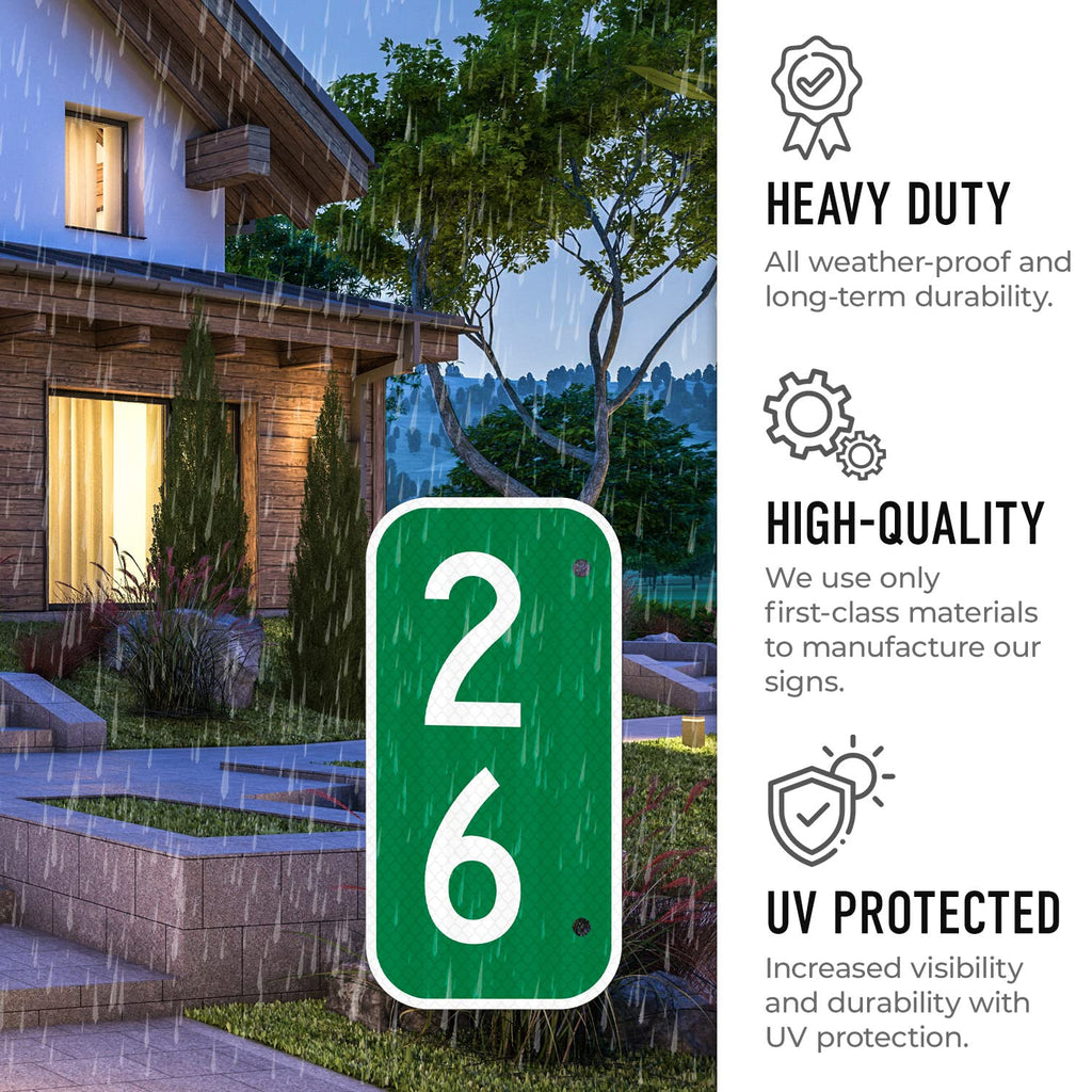 911 Address Number Sign, Custom Emergency Reflective Mailbox Sign, Visible Day & Night, Ideal for Driveway, Multi Unit Buildings and House, 6x12 Inches, 3M EGP Reflective .040 Aluminum, Fade Resistant,