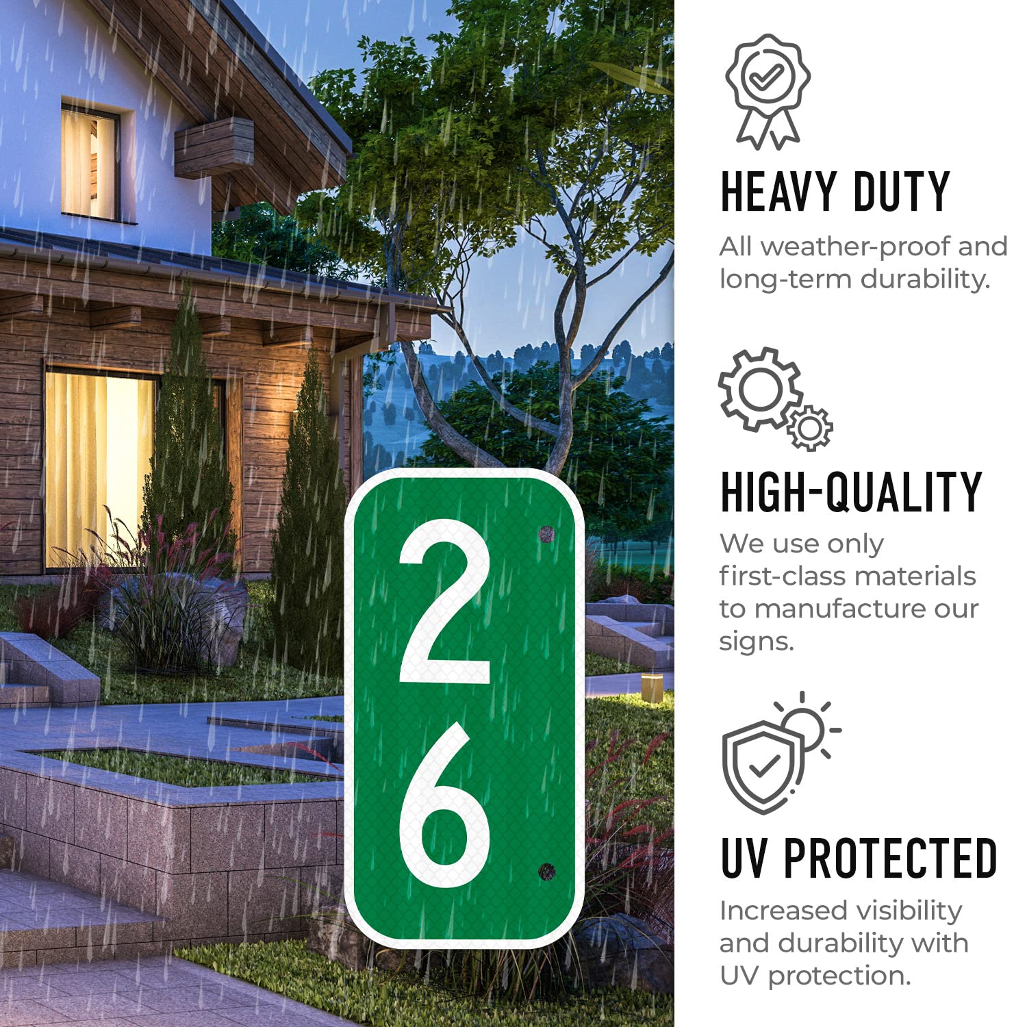 911 Address Number Sign, Custom Emergency Reflective Mailbox Sign, Visible Day & Night, Ideal for Driveway, Multi Unit Buildings and House, 6x12 Inches, 3M EGP Reflective .040 Aluminum, Fade Resistant,