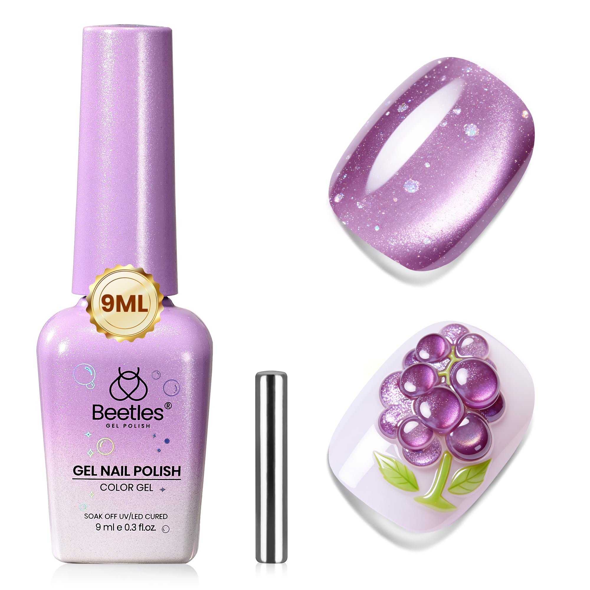 Beetles Star Cascade Silver Cat Eye Gel Nail Polish - 15ML Christmas Silver Glitter Cat Eye Gel Polish with Magnet Soak Off UV Velvet Nail Polish Salon DIY Manicure Winter Gift for Women