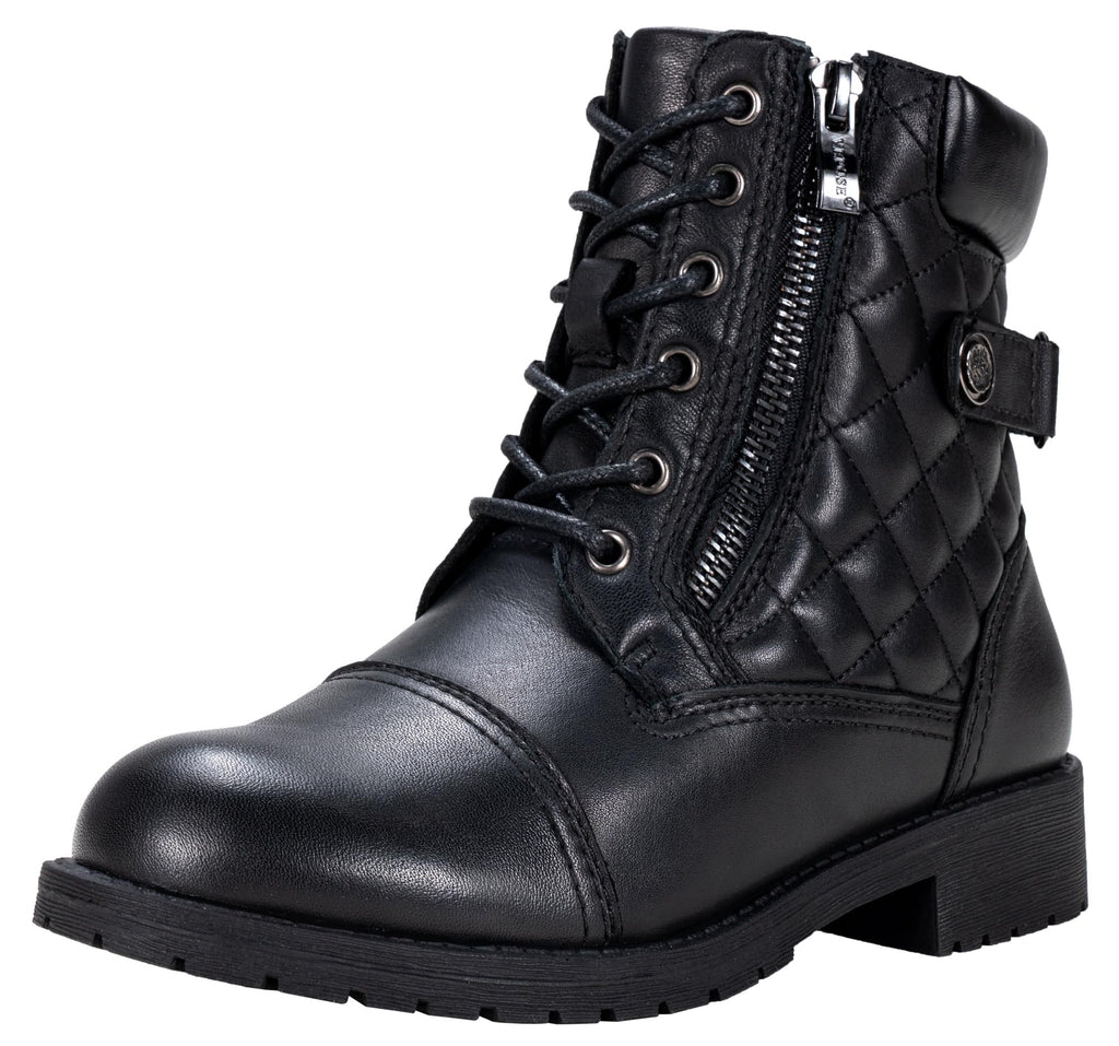 Vepose Women's Combat Ankle Boots Lace up Comfortable Short Booties Low Heel