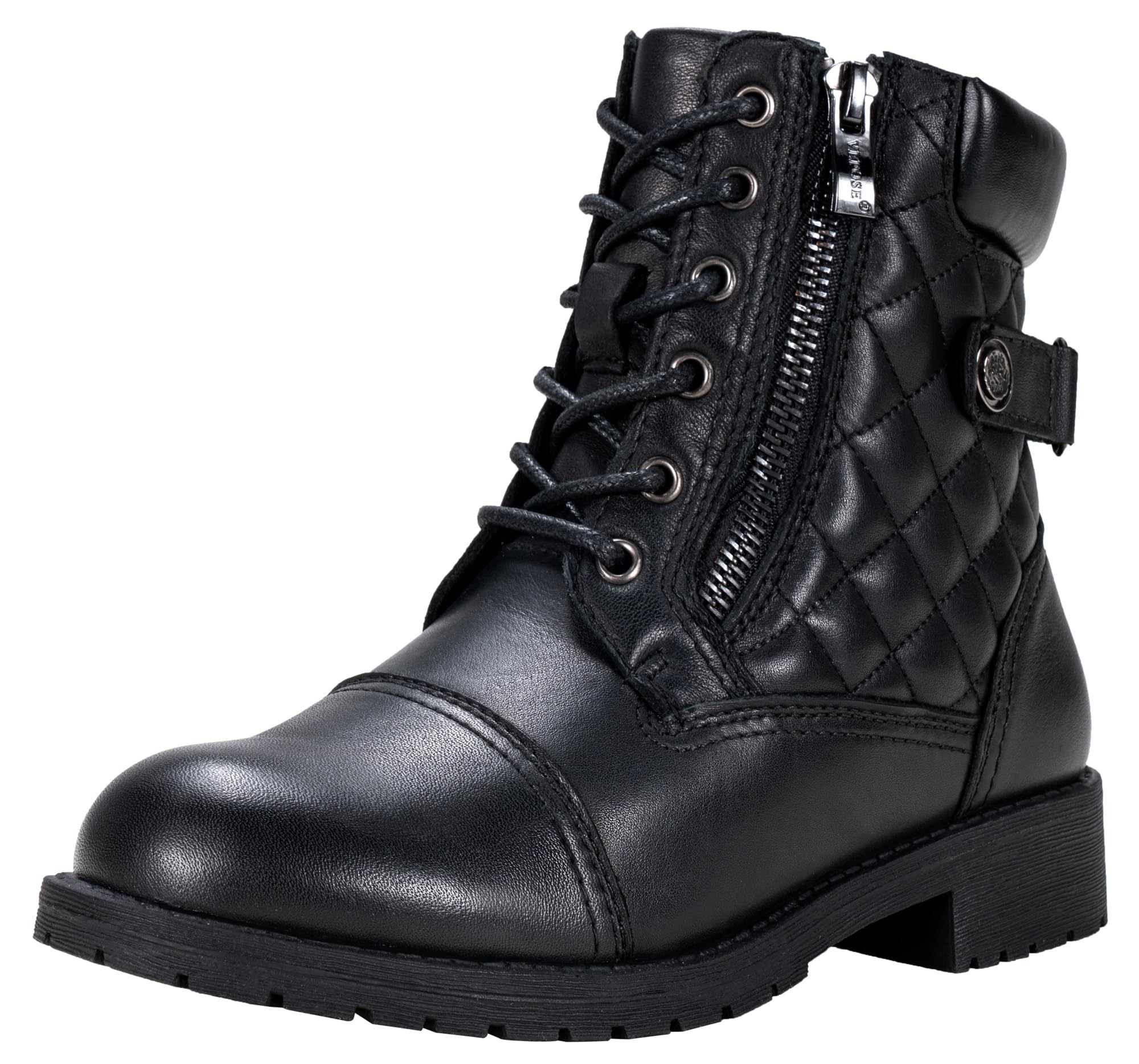 Vepose Women's Combat Ankle Boots Lace up Comfortable Short Booties Low Heel
